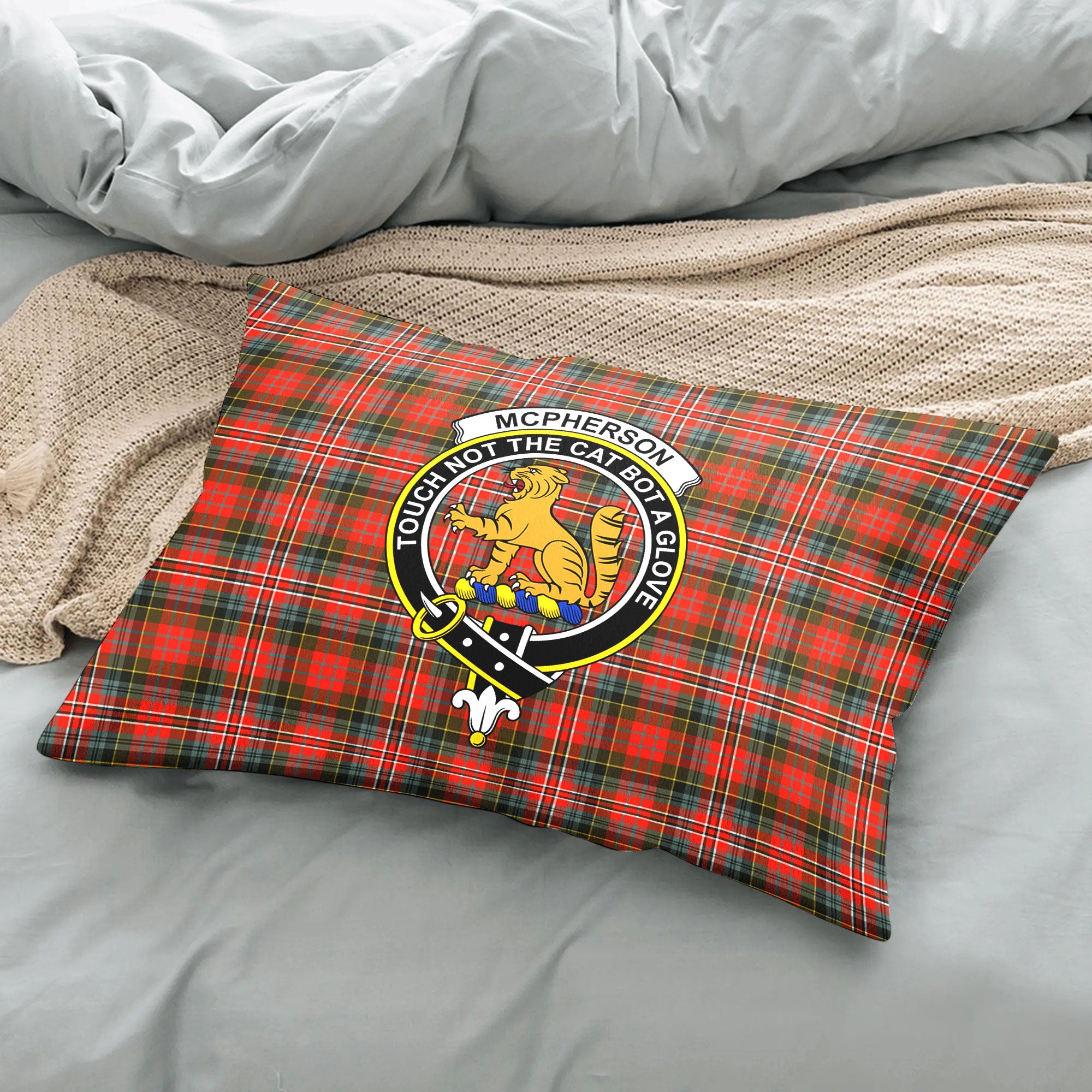 McPherson Weathered Tartan Crest Pillow Cover