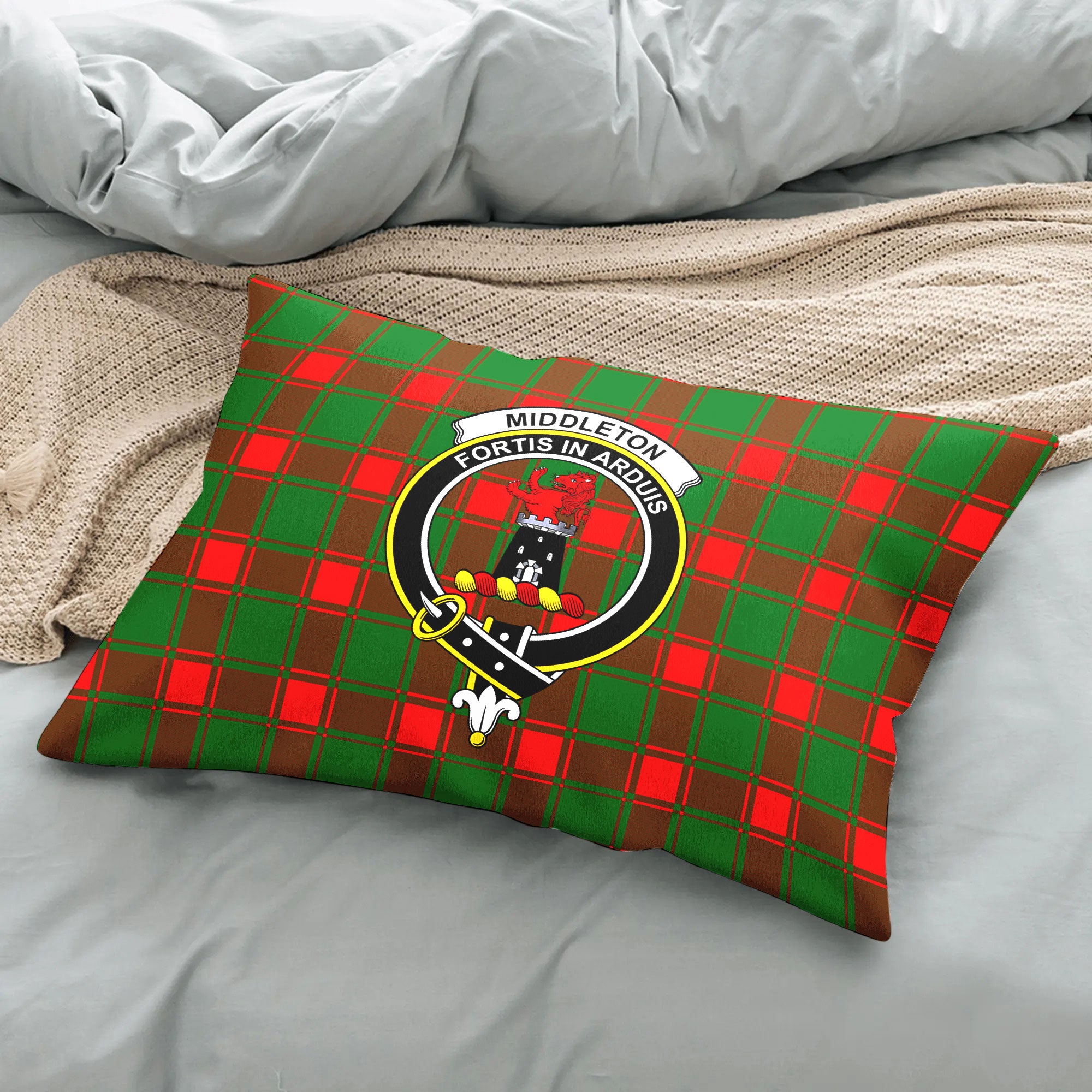 Middleton Modern Tartan Crest Pillow Cover