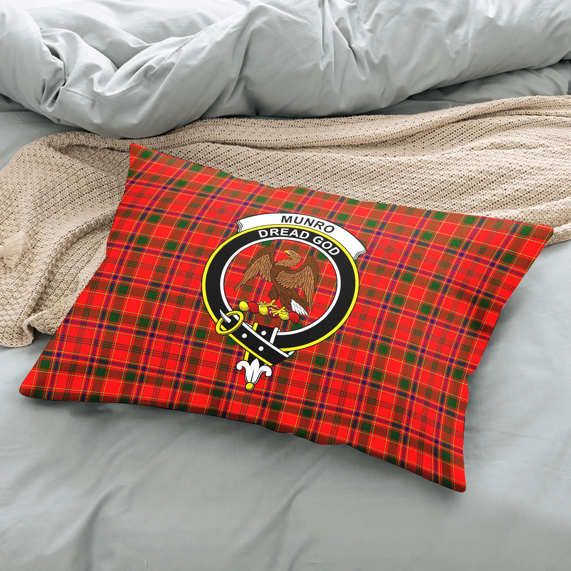 Munro Modern Tartan Crest Pillow Cover