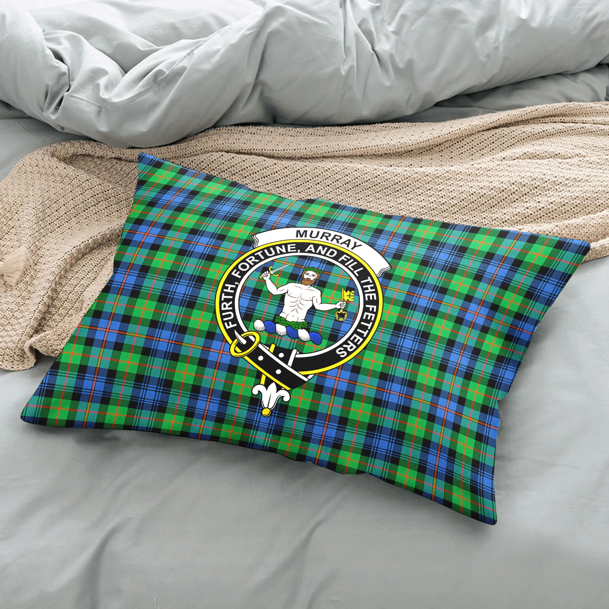 Murray of Atholl Ancient Tartan Crest Pillow Cover