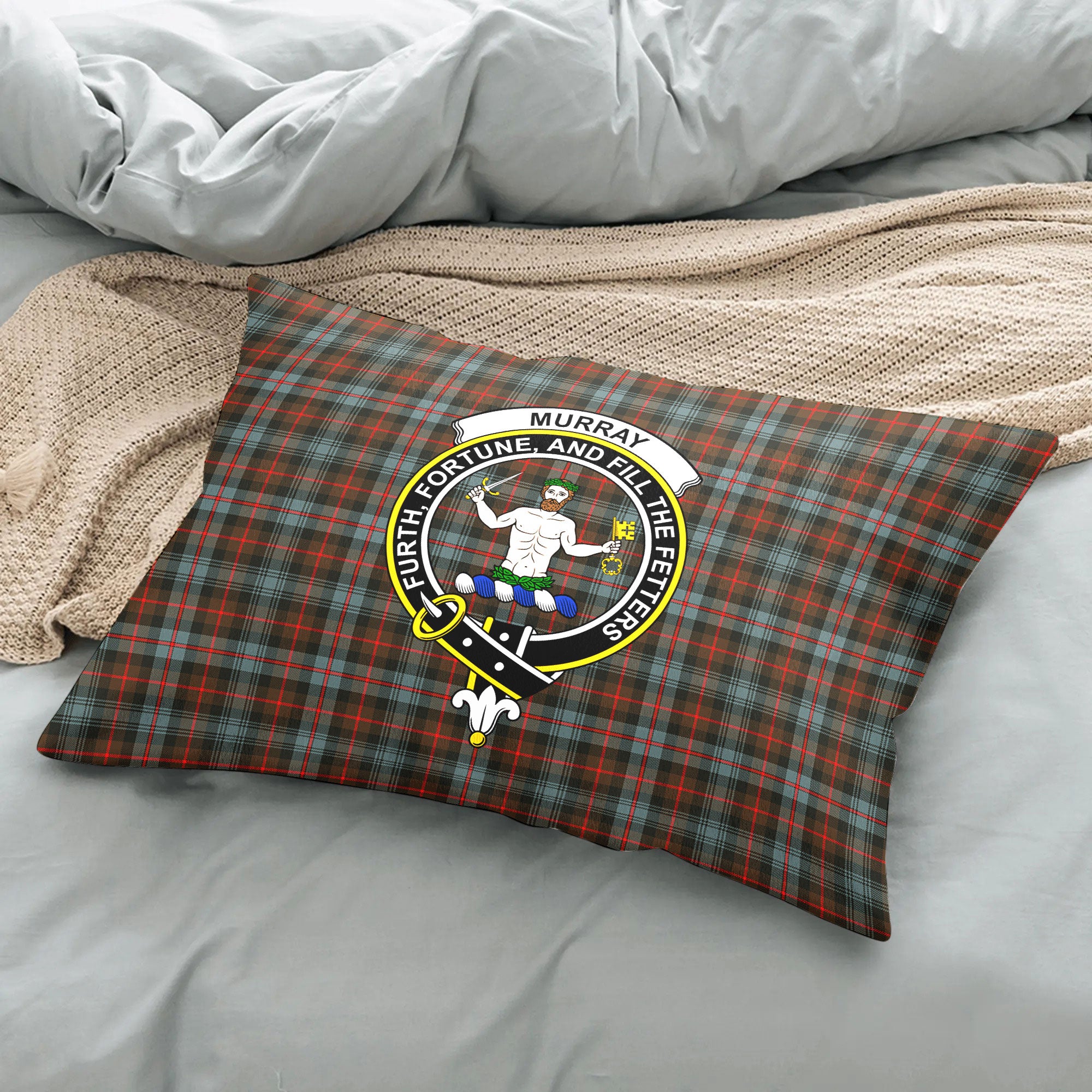 Murray of Atholl Weathered Tartan Crest Pillow Cover