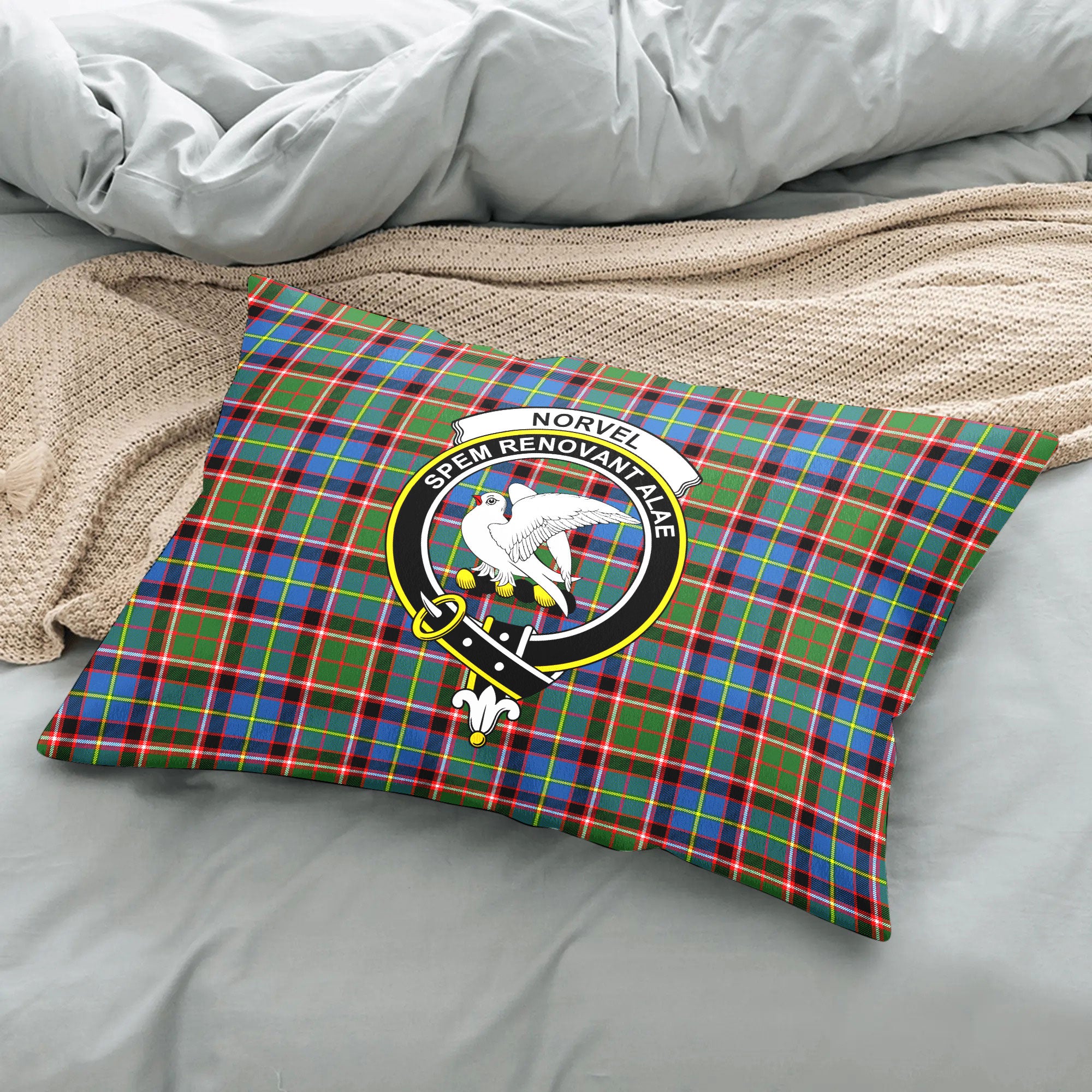 Norvel (or Norvill) Tartan Crest Pillow Cover