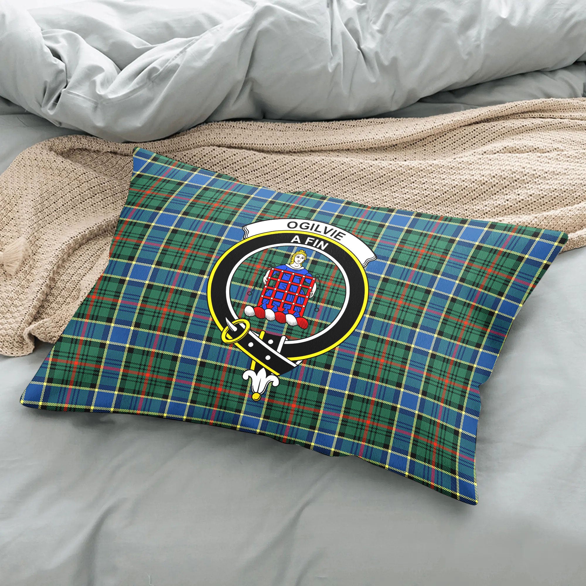 Ogilvie Hunting Ancient Tartan Crest Pillow Cover