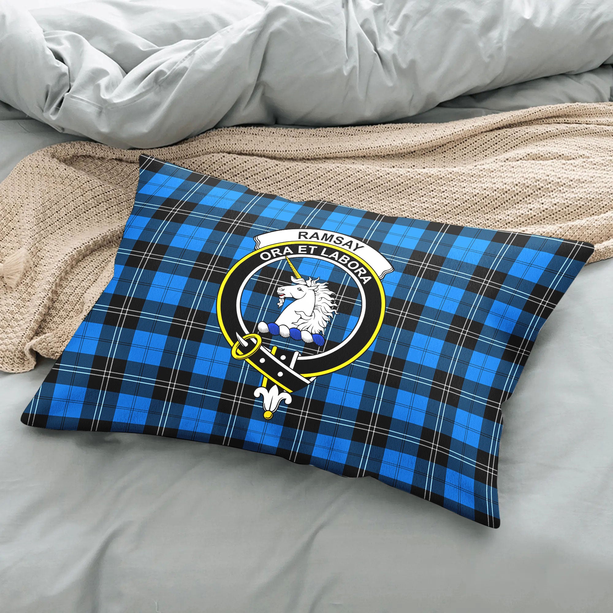 Ramsay Blue Ancient Tartan Crest Pillow Cover