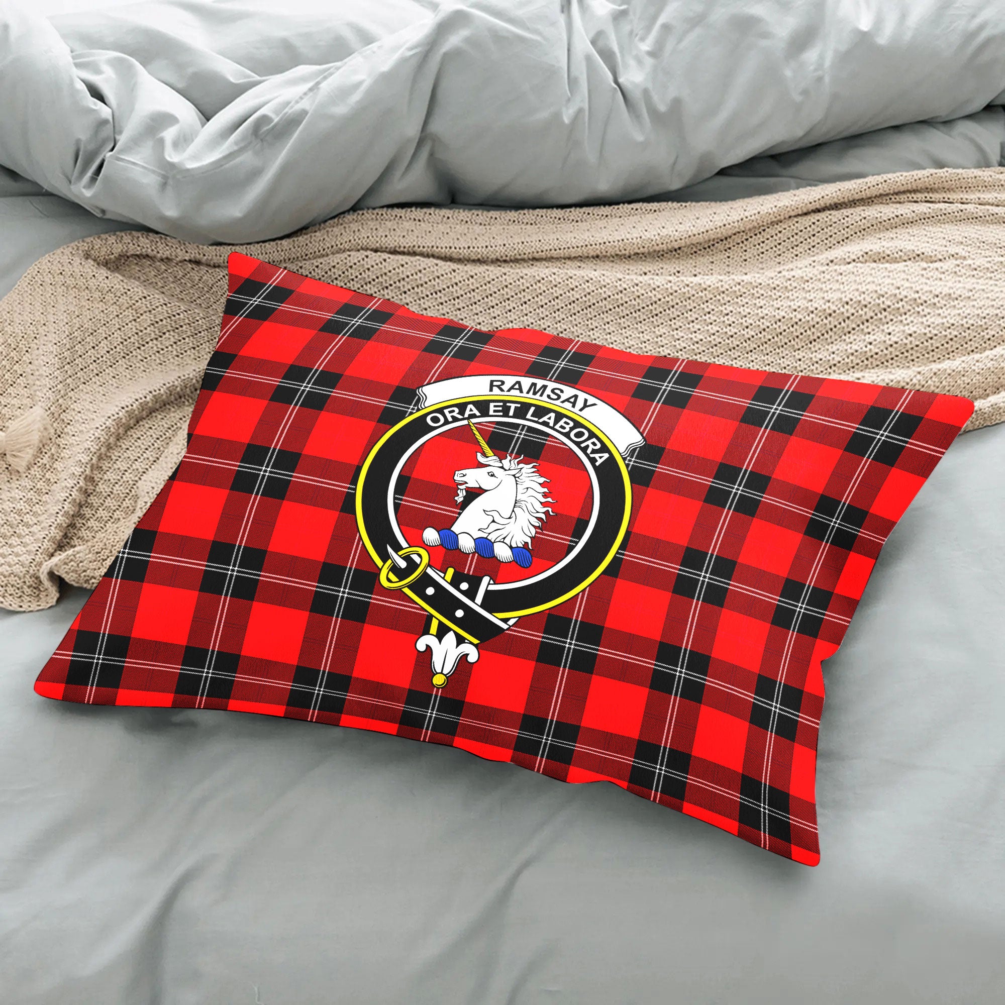 Ramsay Modern Tartan Crest Pillow Cover