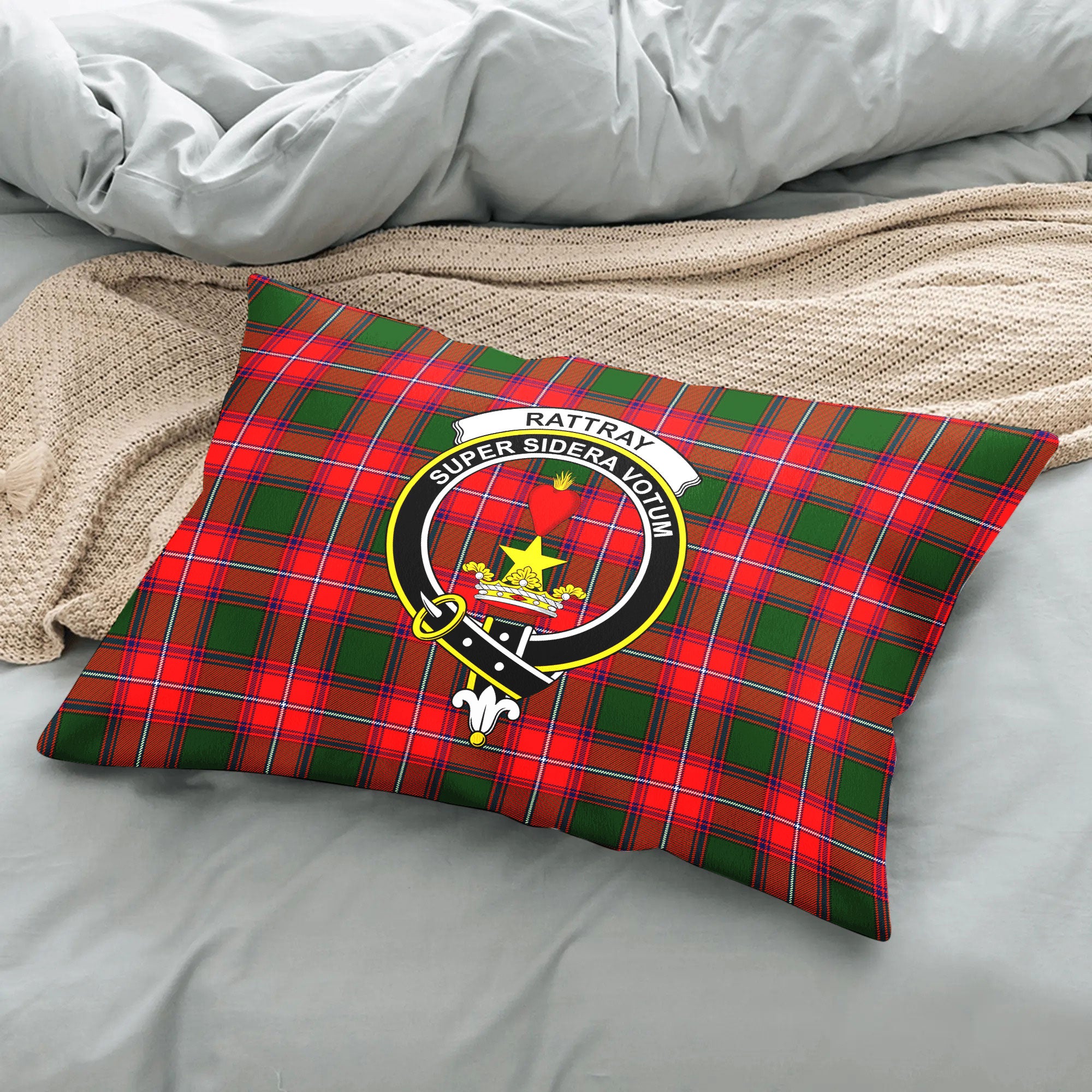 Rattray Modern Tartan Crest Pillow Cover