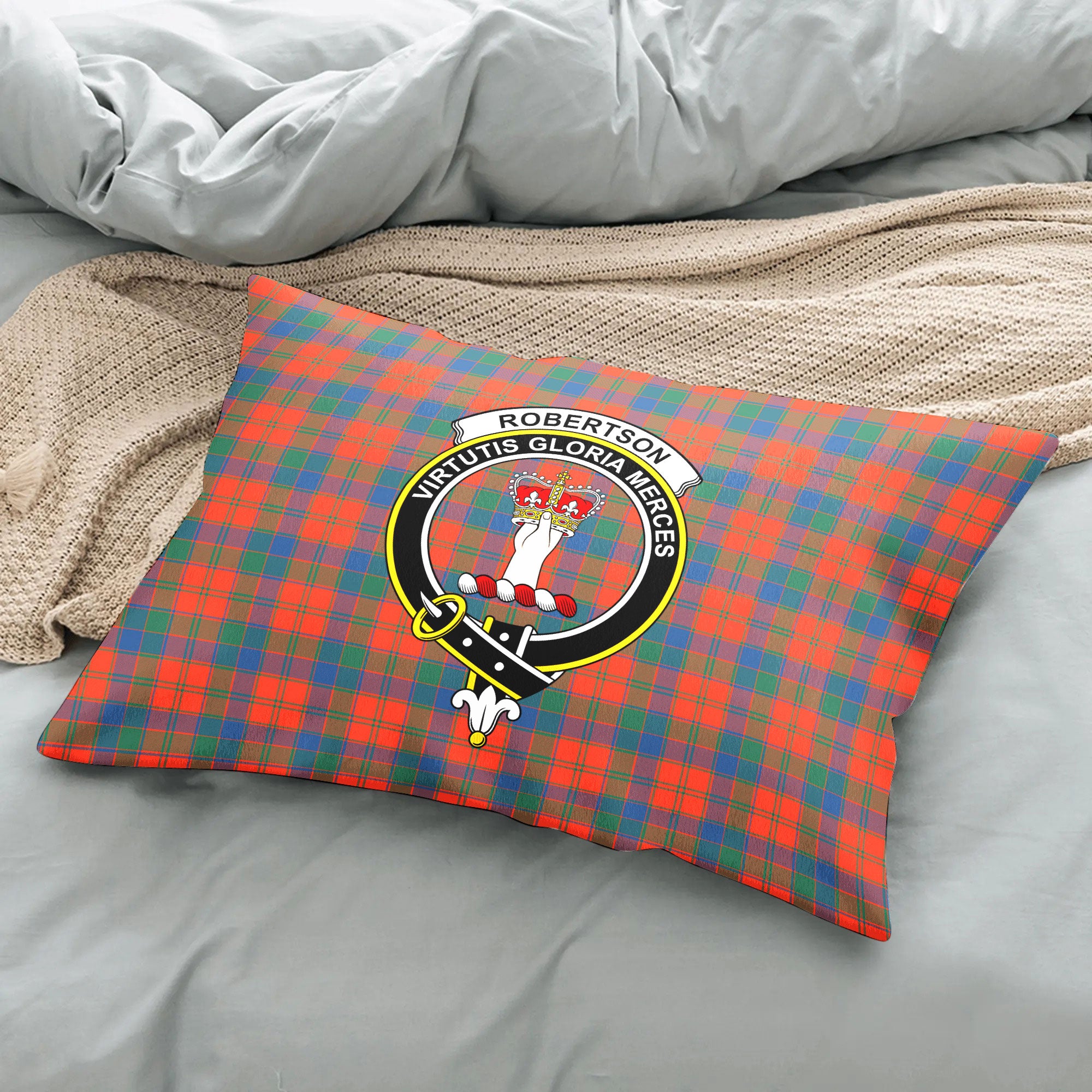 Robertson Ancient Tartan Crest Pillow Cover