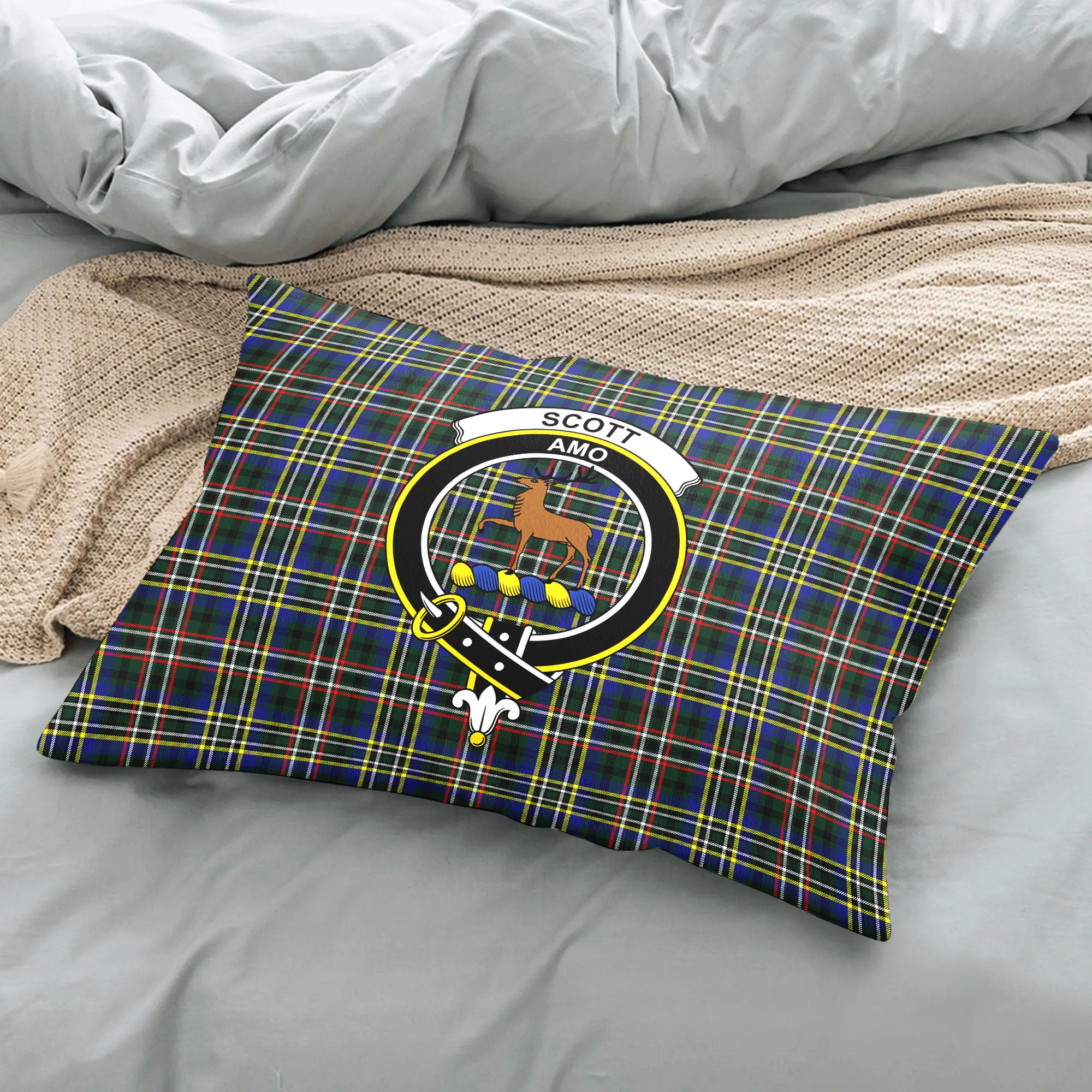 Scott Green Modern Tartan Crest Pillow Cover