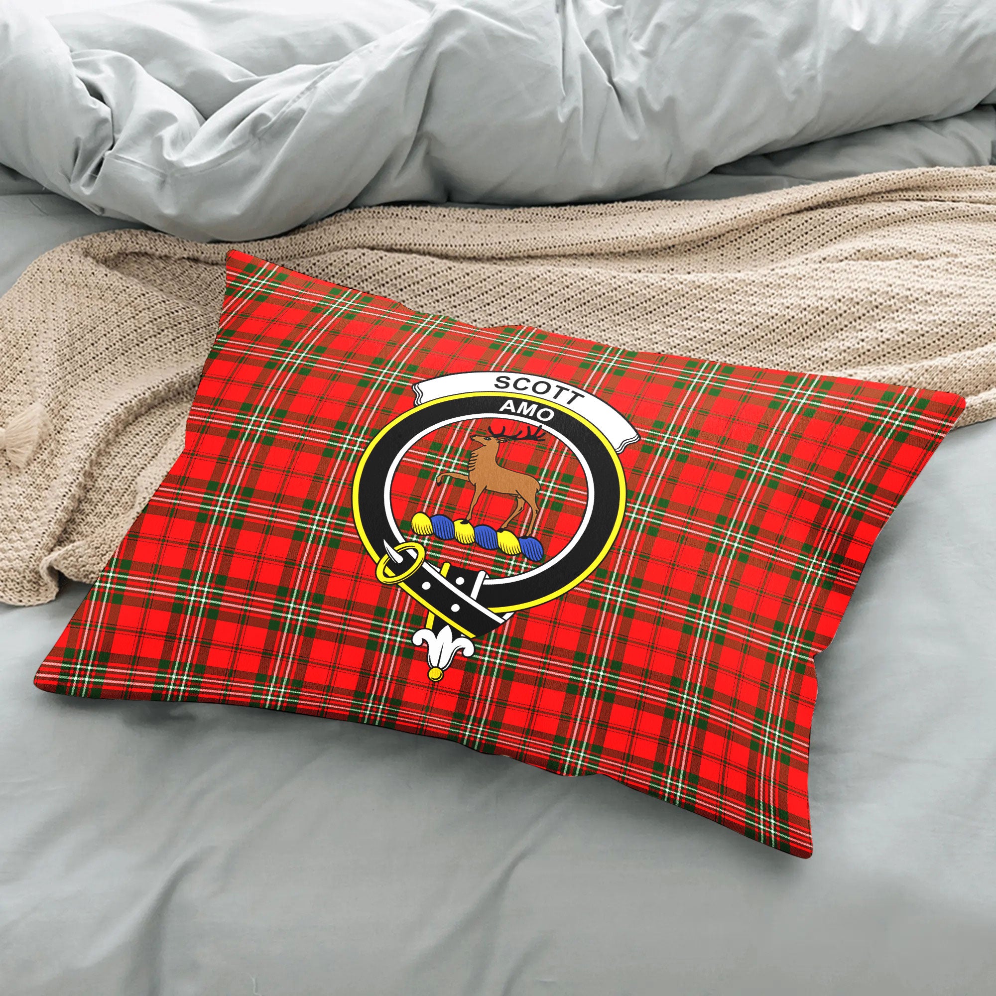 Scott Modern Tartan Crest Pillow Cover