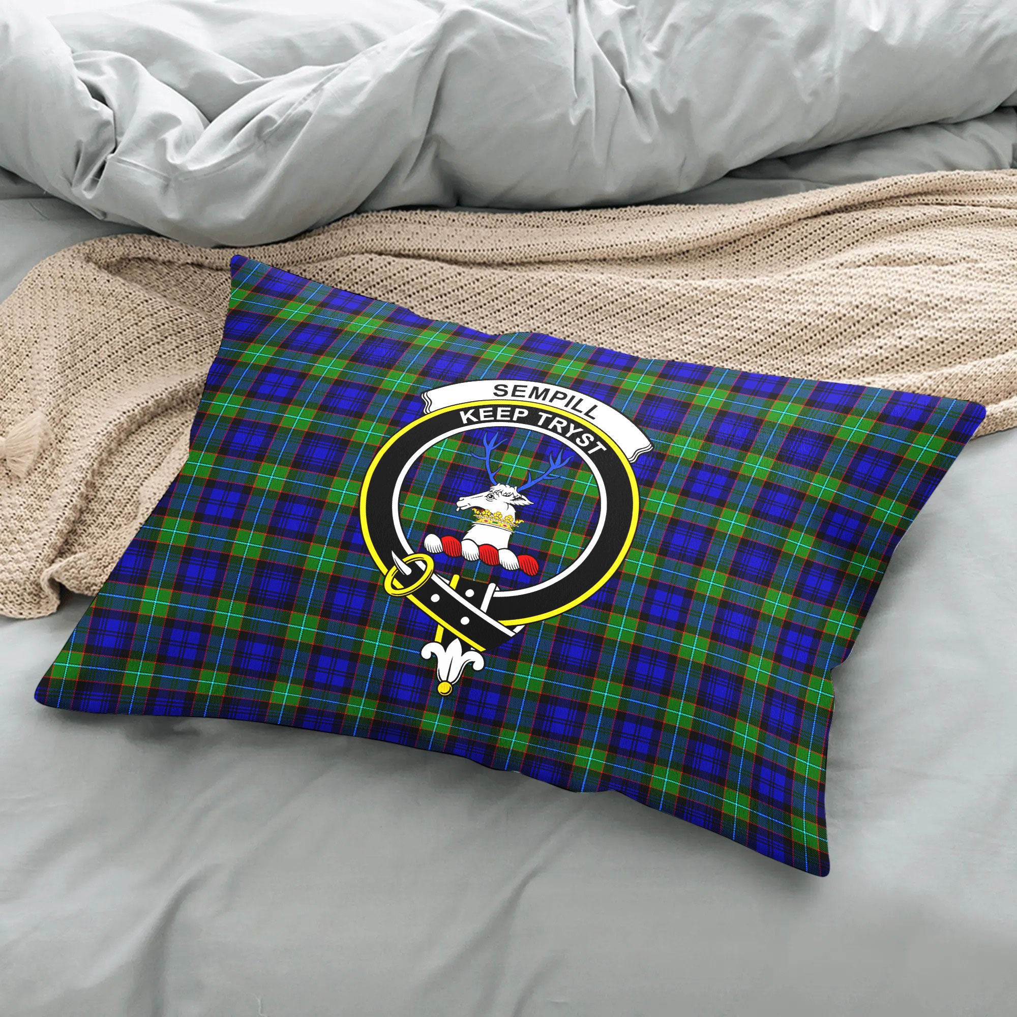 Sempill Modern Tartan Crest Pillow Cover