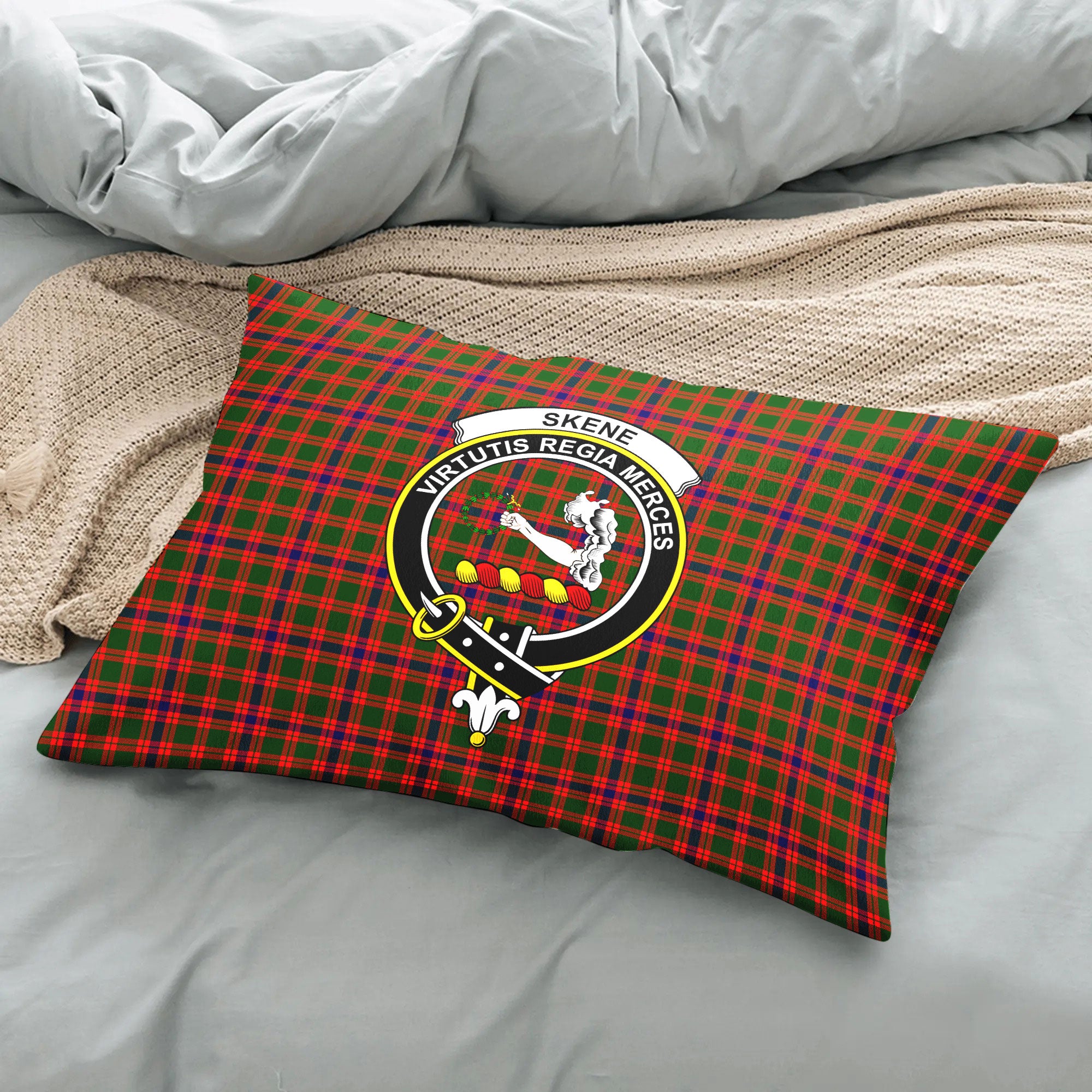 Skene Modern Tartan Crest Pillow Cover