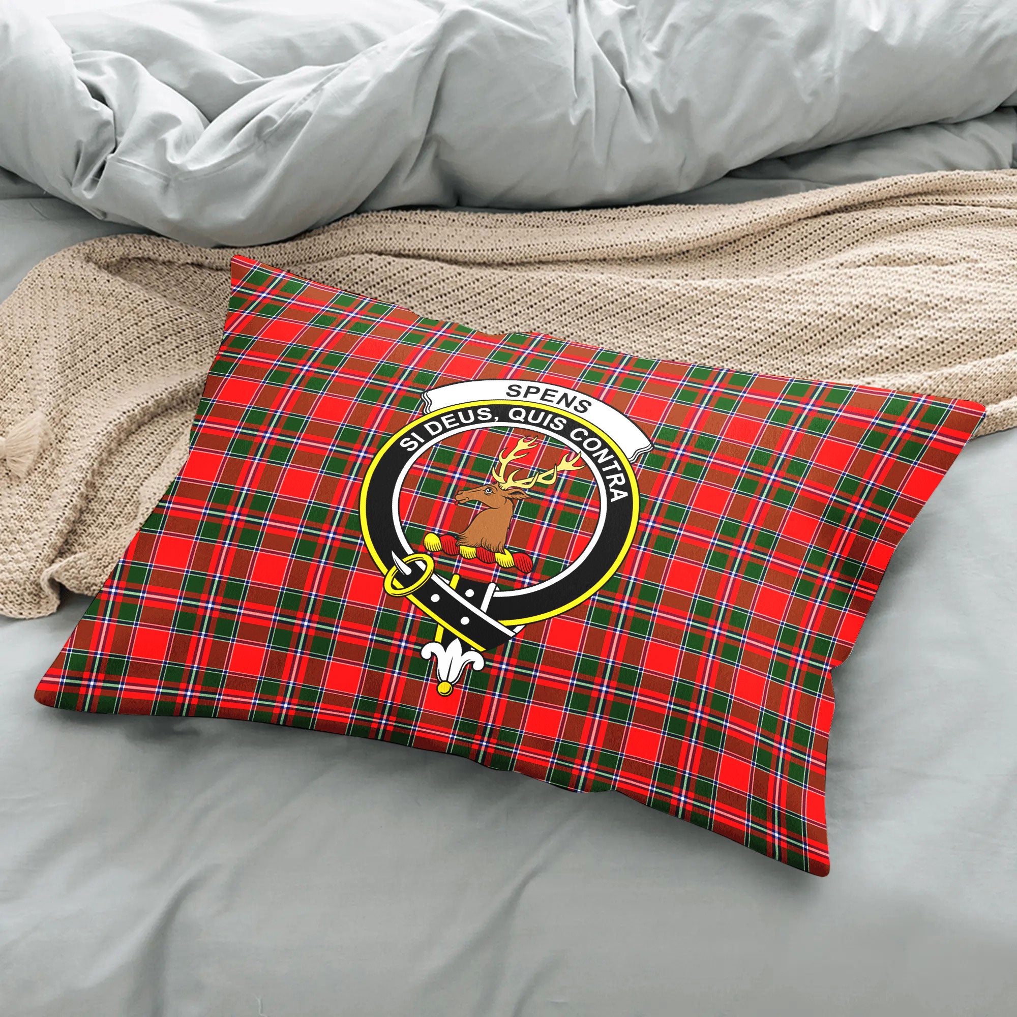 Spens (or Spence) Tartan Crest Pillow Cover