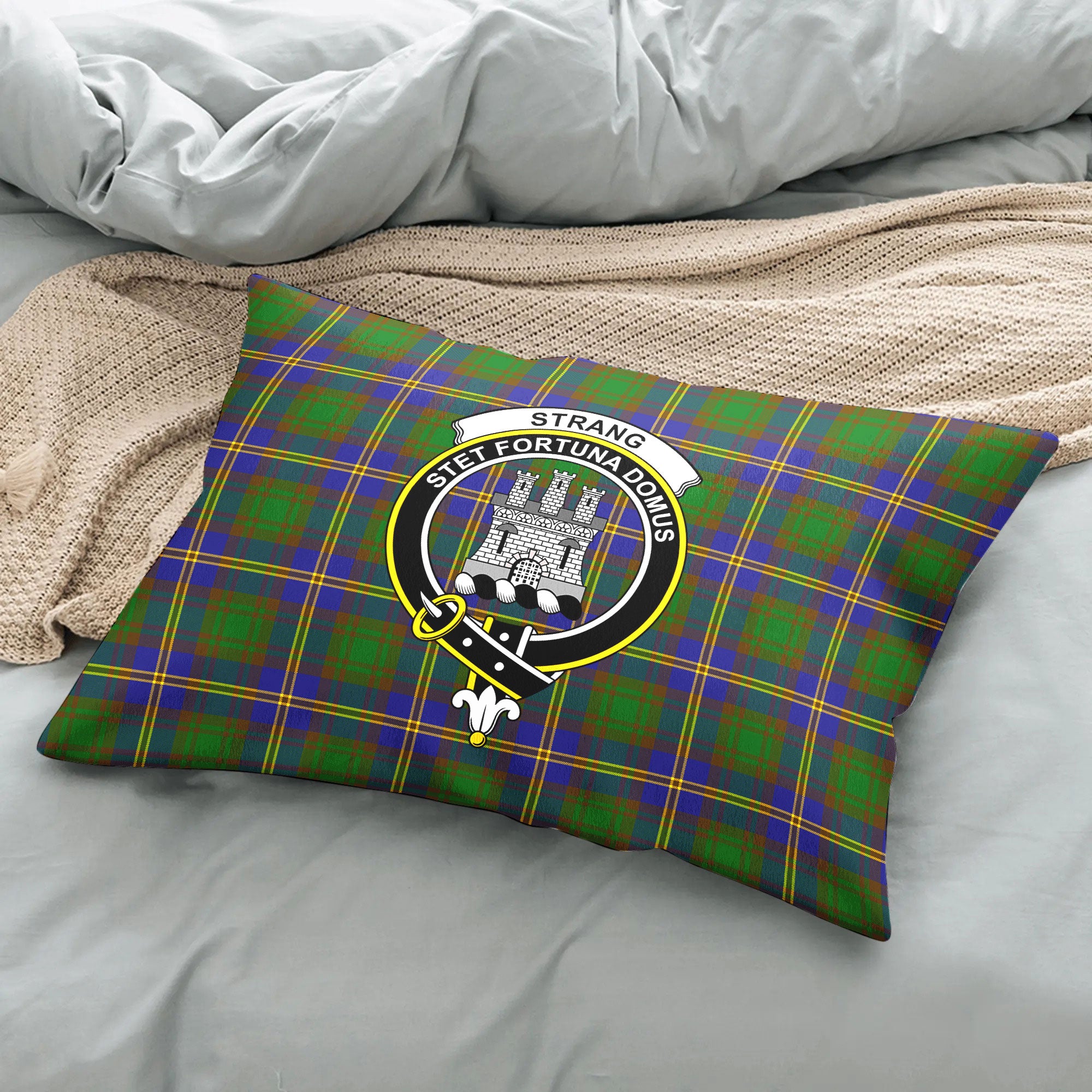 Strang (or Strange) Tartan Crest Pillow Cover