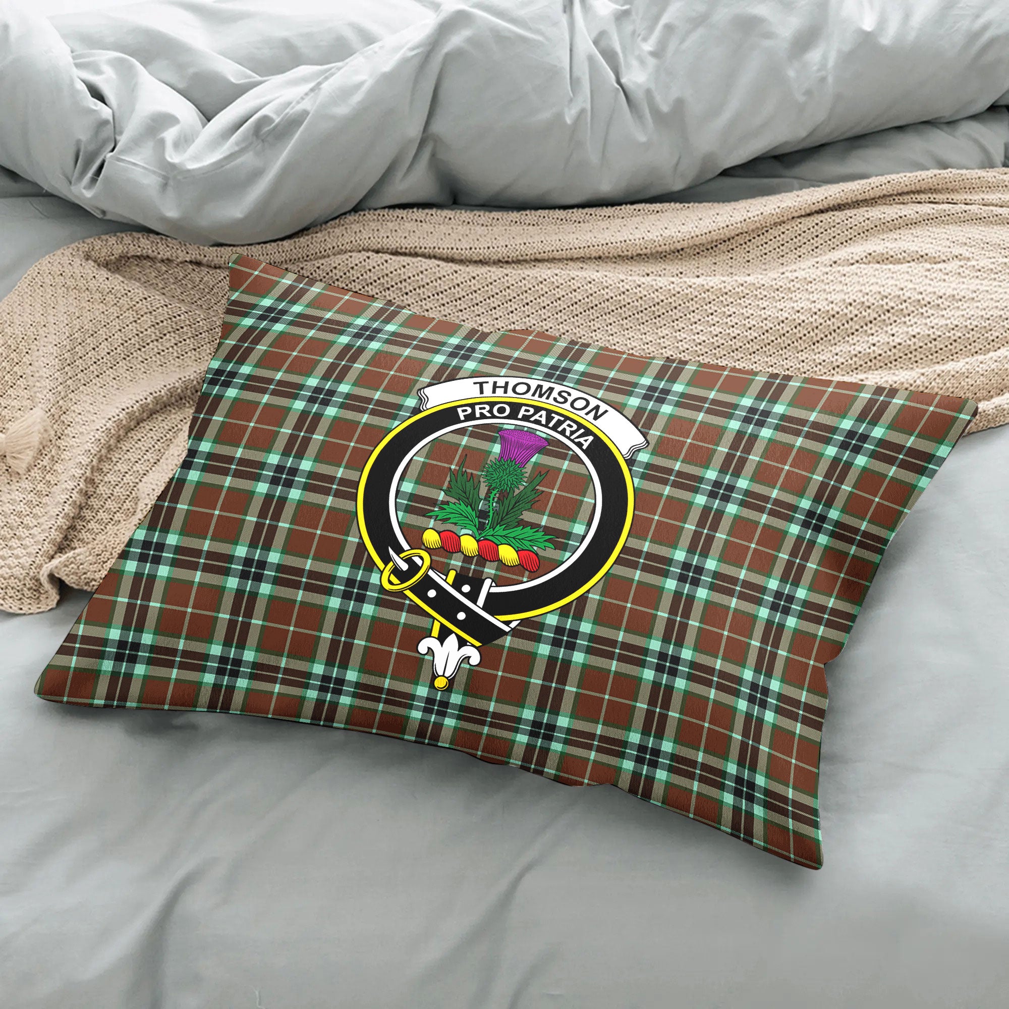 Thomson Hunting Modern Tartan Crest Pillow Cover