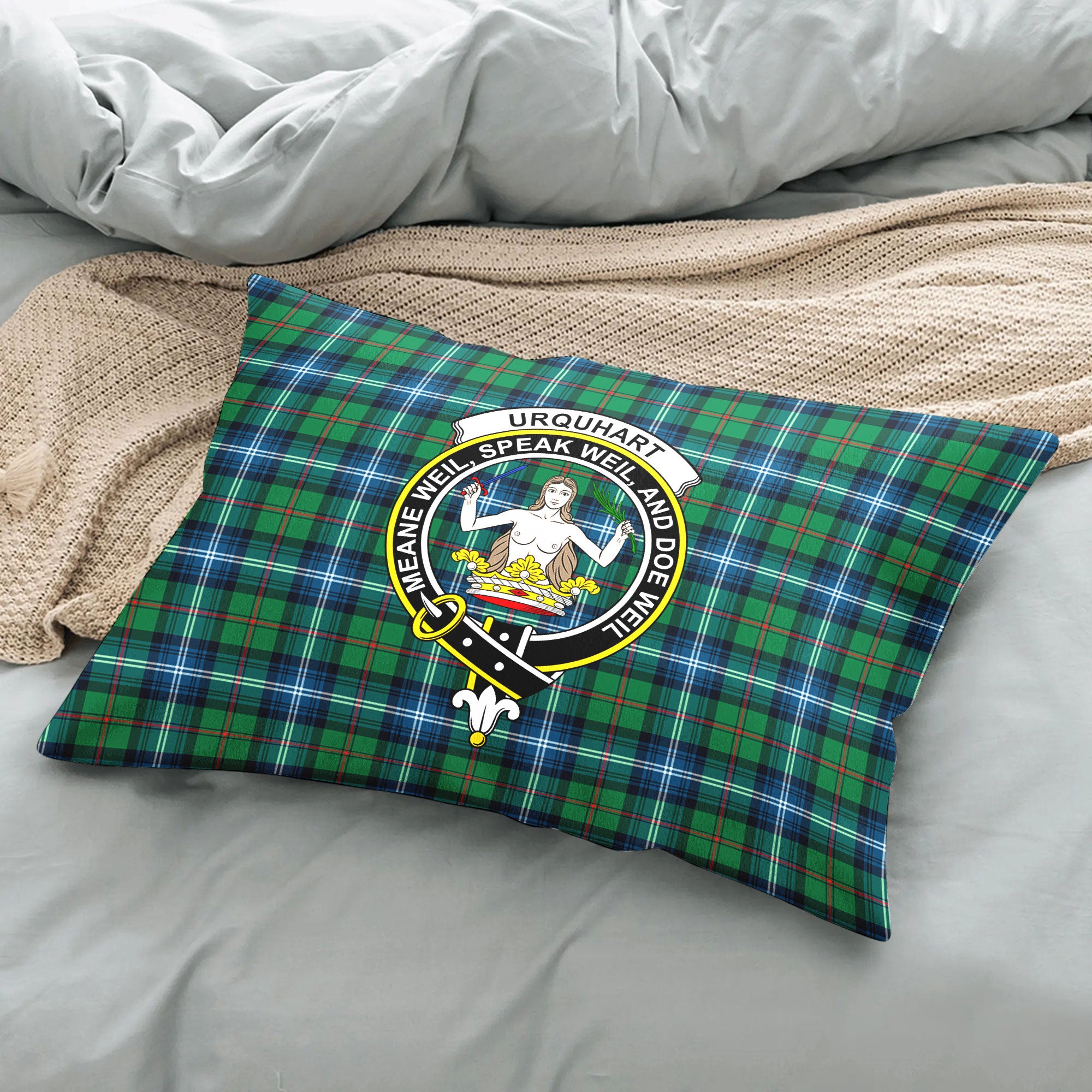 Urquhart Ancient Tartan Crest Pillow Cover