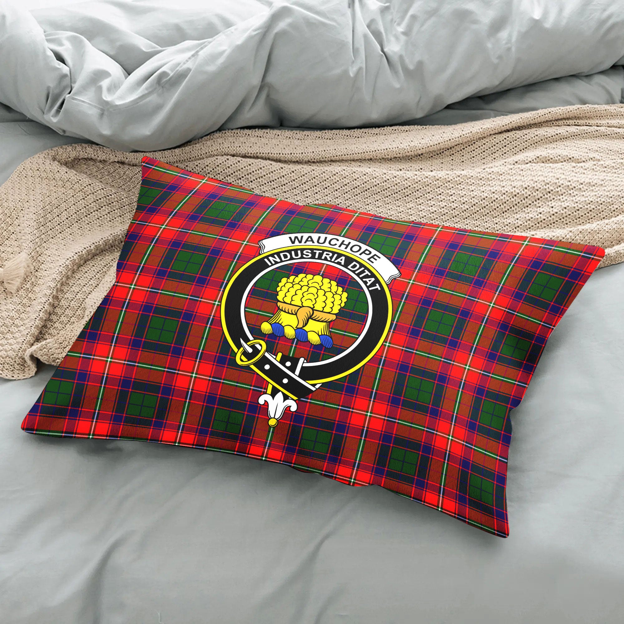 Wauchope (or Waugh) Tartan Crest Pillow Cover