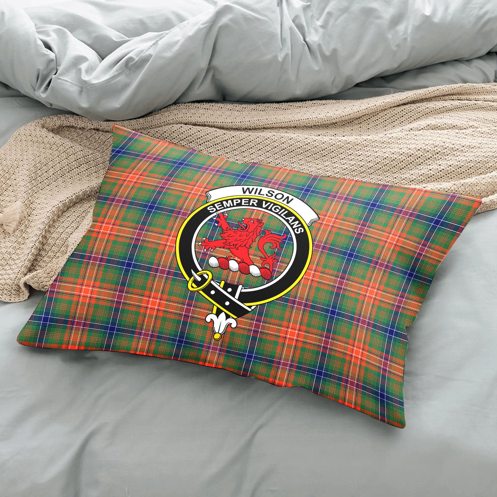 Wilson Ancient Tartan Crest Pillow Cover