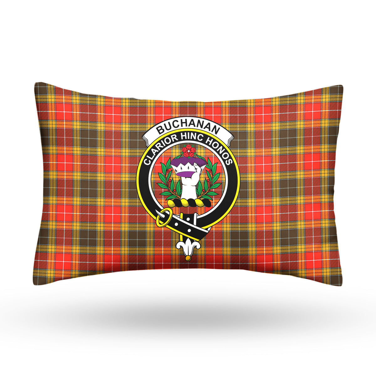 Buchanan Old Set Weathered Tartan Crest Pillow Cover