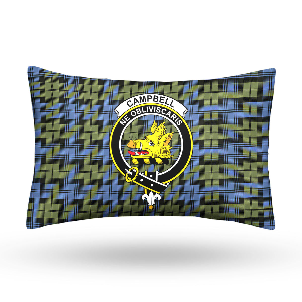 Campbell Faded Tartan Crest Pillow Cover