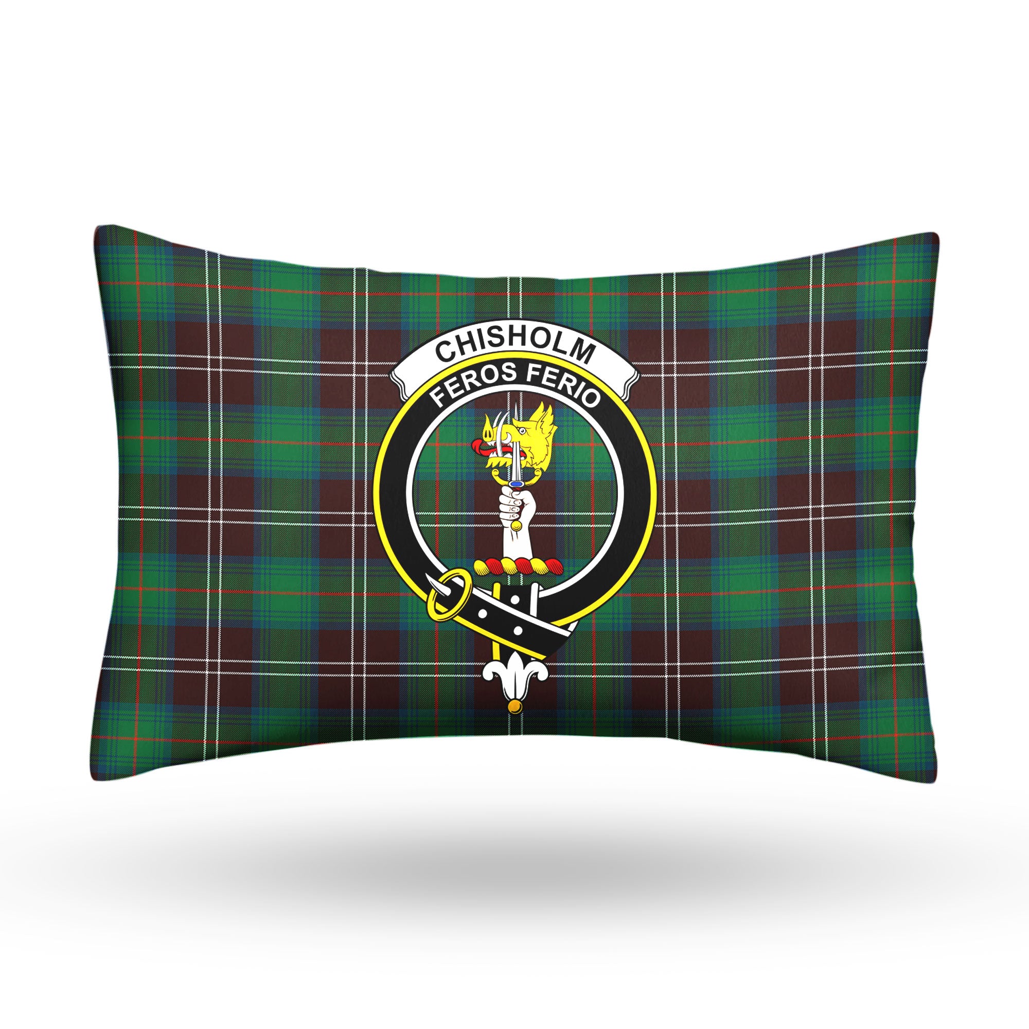 Chisholm Hunting Ancient Tartan Crest Pillow Cover