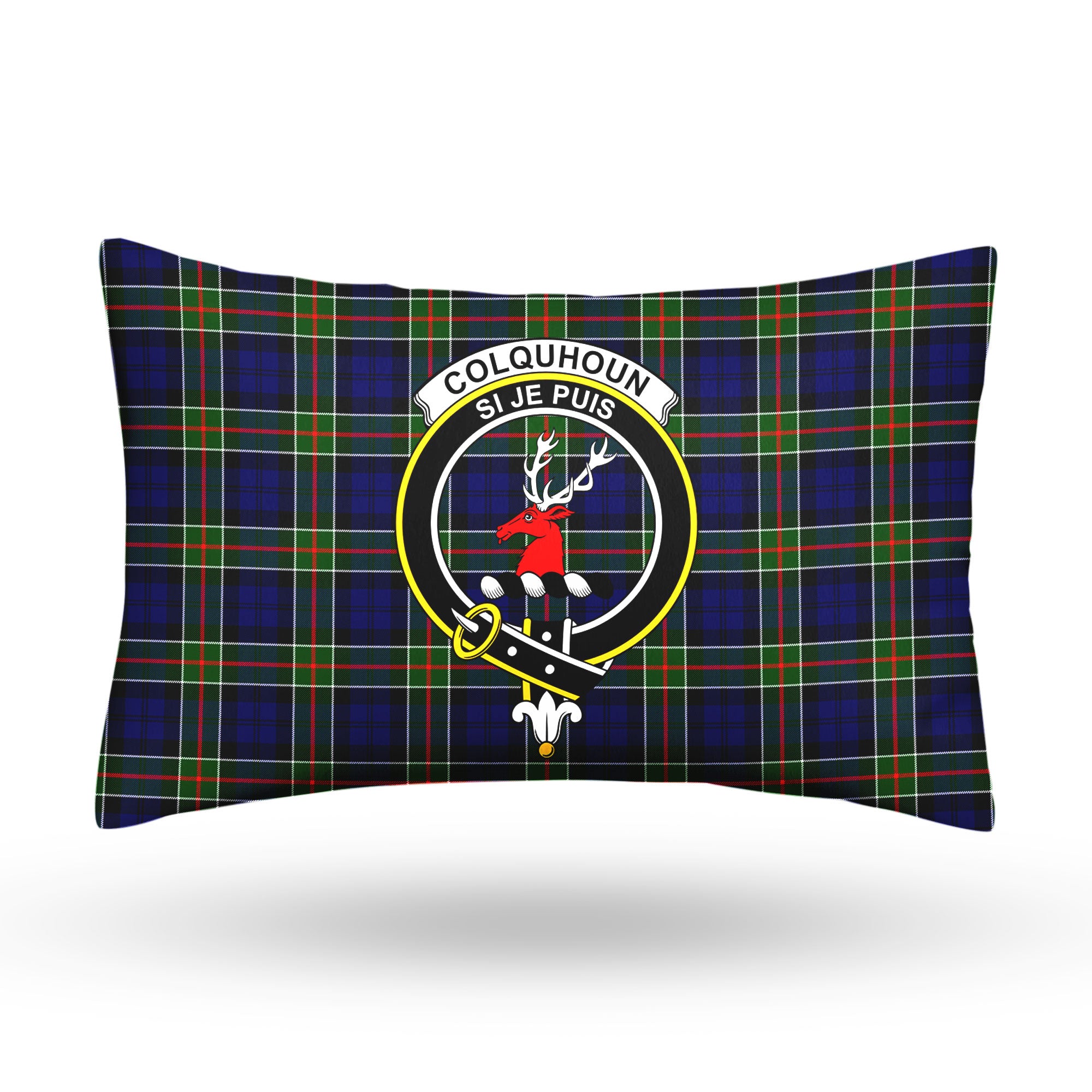 Colquhoun Modern Tartan Crest Pillow Cover