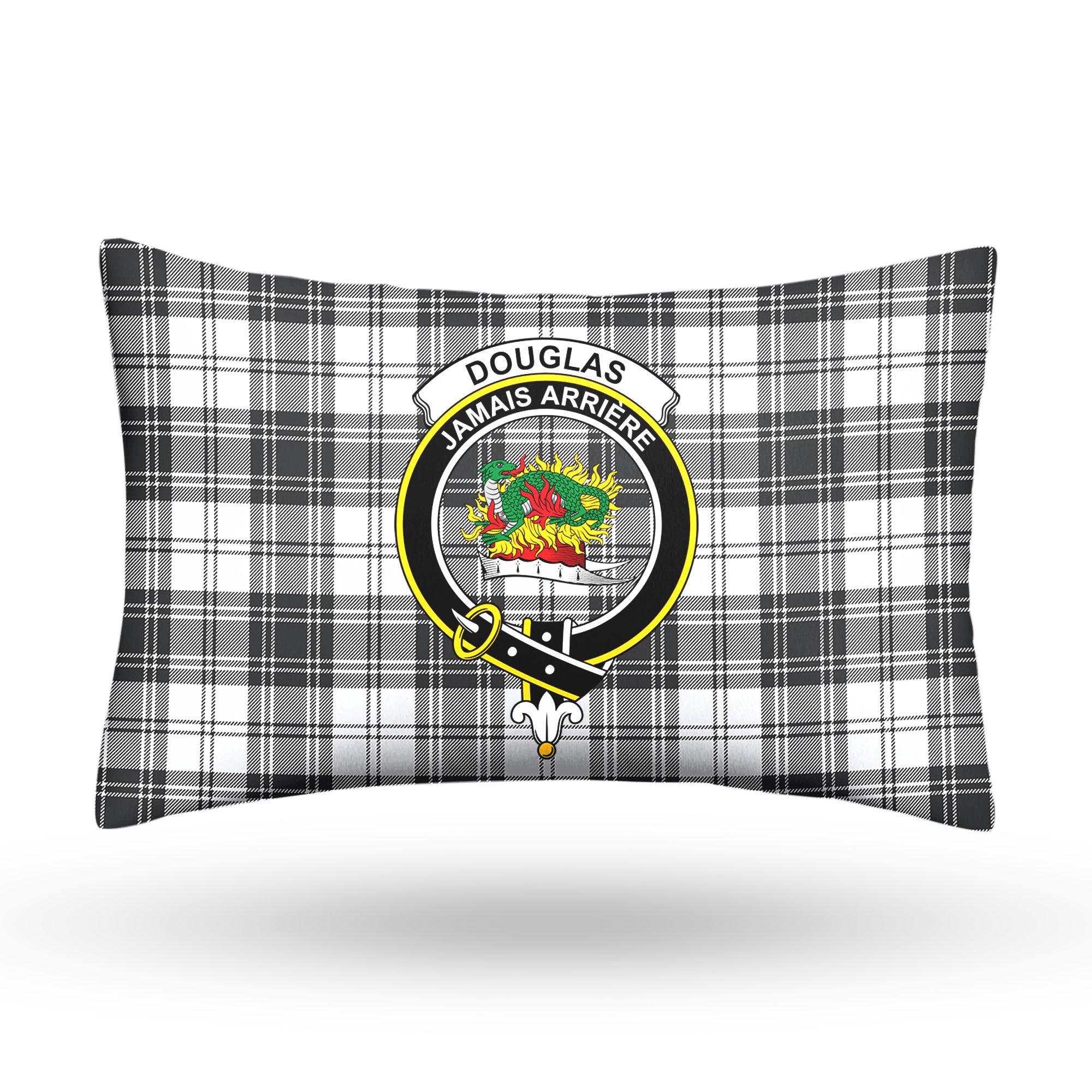 Douglas Grey Modern Tartan Crest Pillow Cover