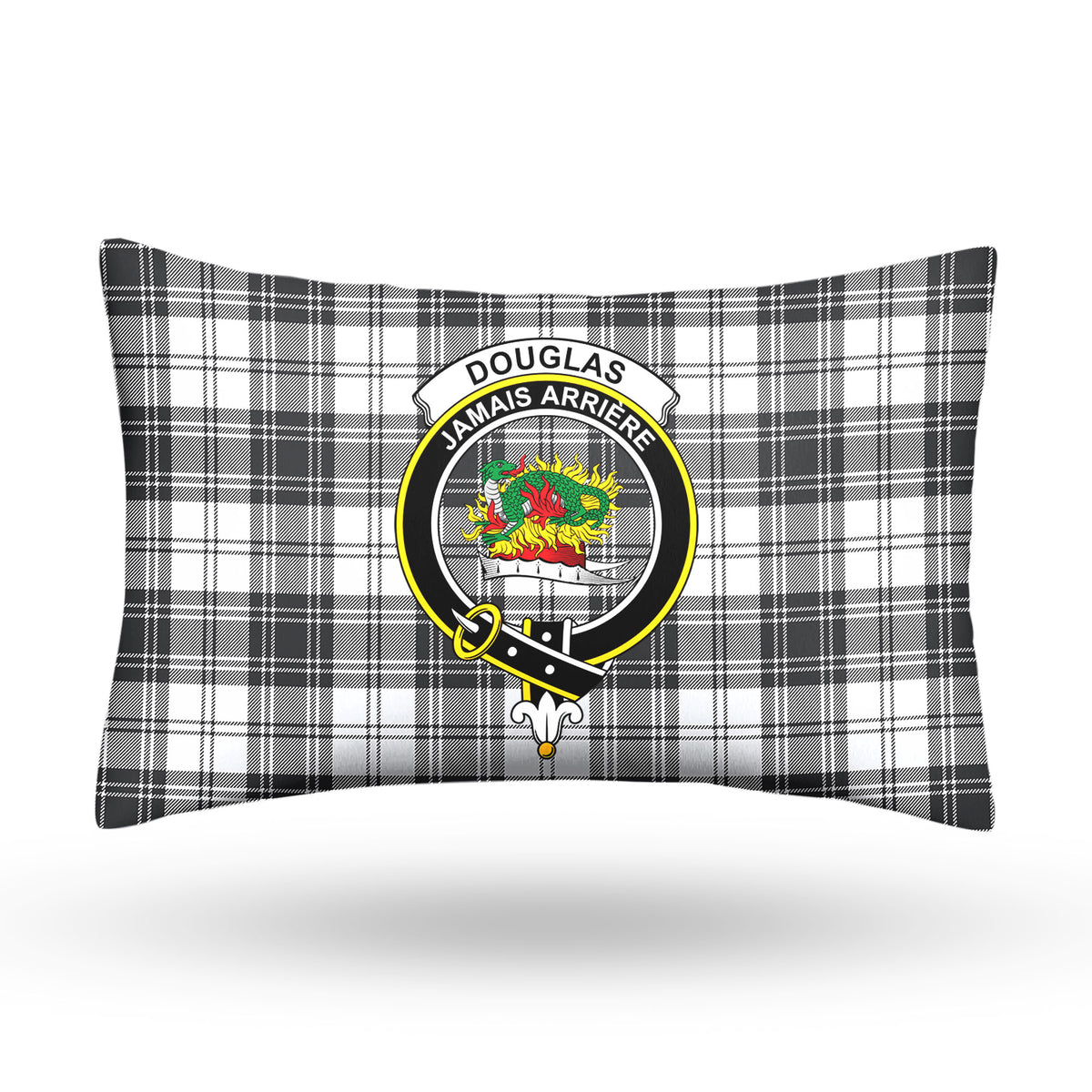 Douglas Grey Modern Tartan Crest Pillow Cover