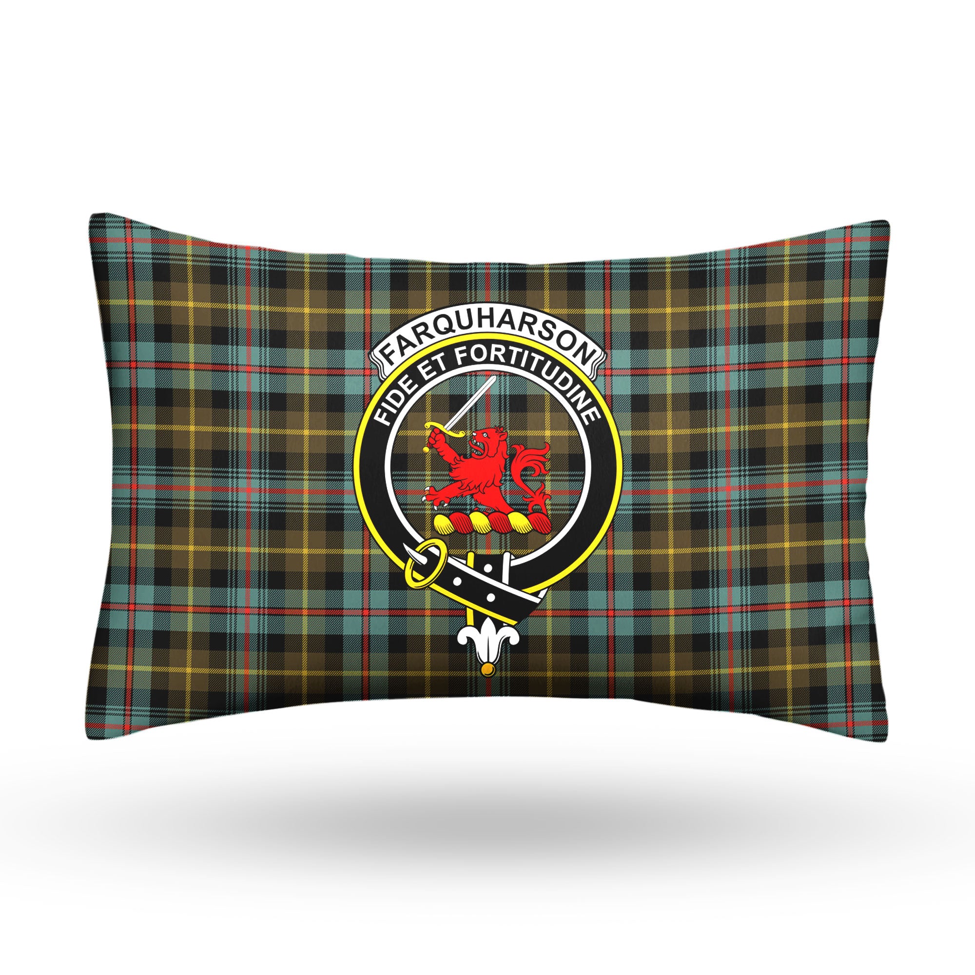 Farquharson Weathered Tartan Crest Pillow Cover