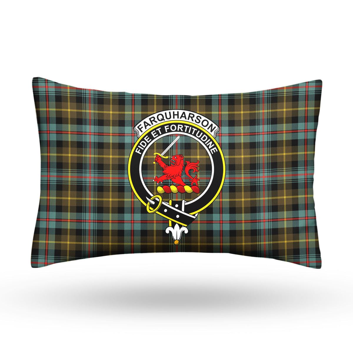 Farquharson Weathered Tartan Crest Pillow Cover