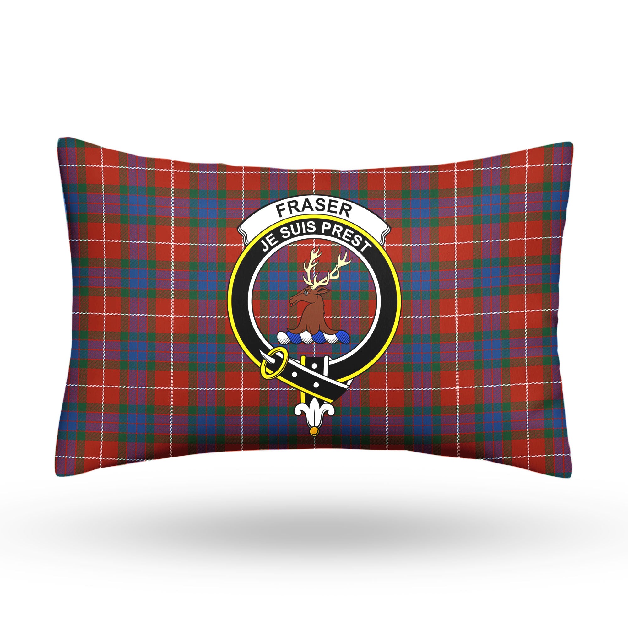 Fraser (of Lovat) Ancient Tartan Crest Pillow Cover