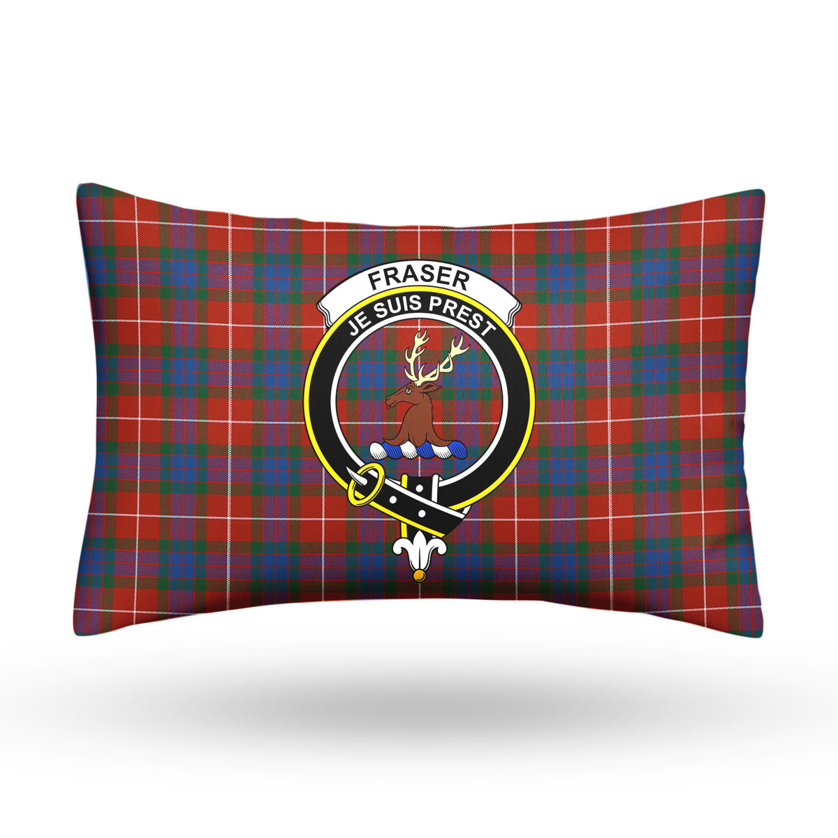 Fraser (of Lovat) Ancient Tartan Crest Pillow Cover