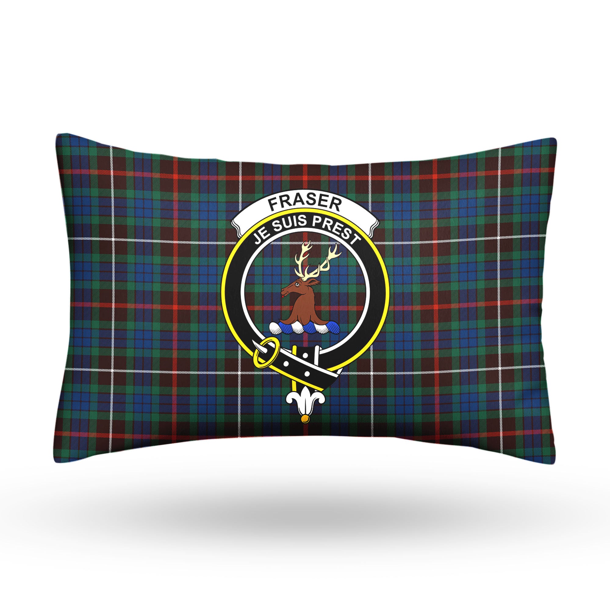 Fraser (of Lovat) Hunting Ancient Tartan Crest Pillow Cover