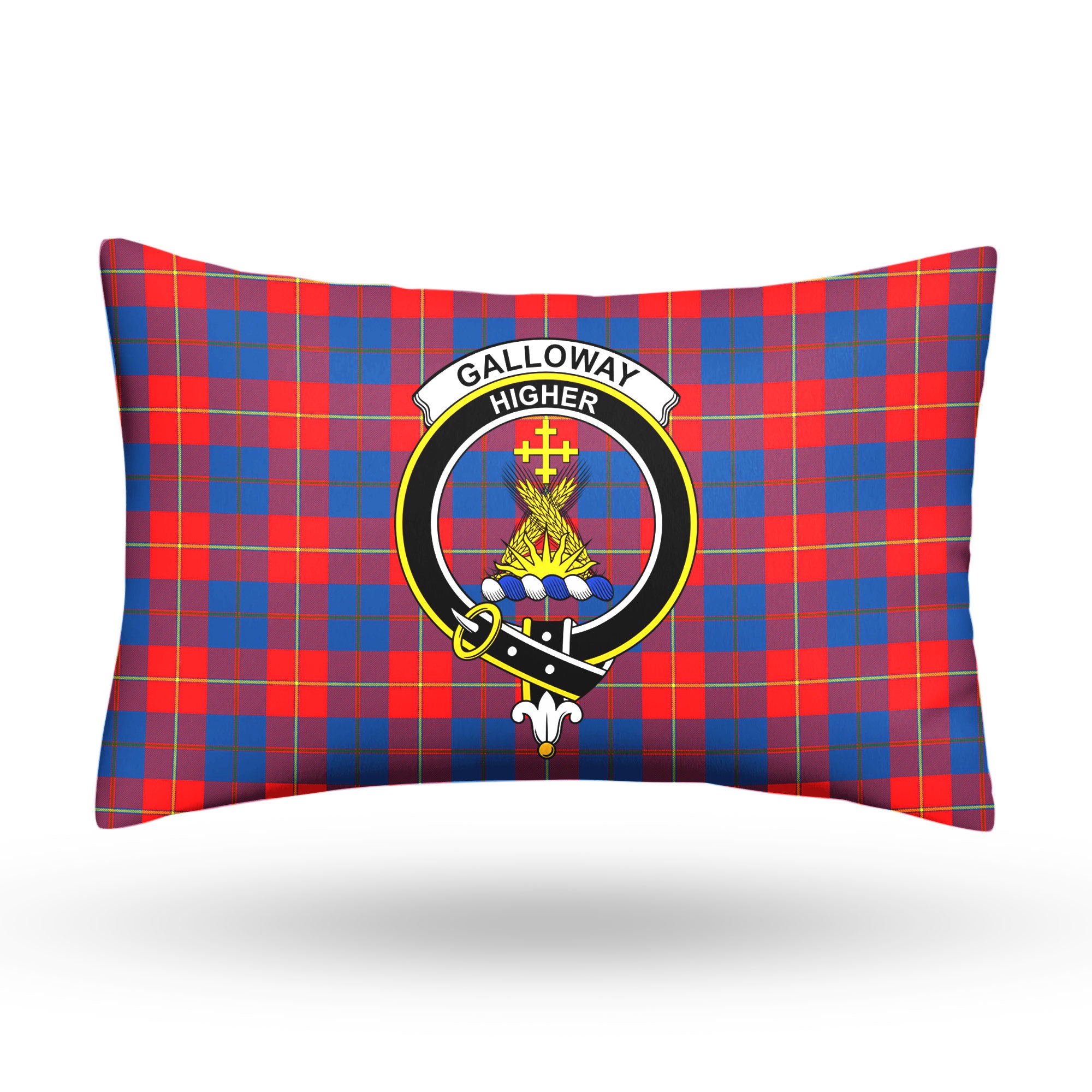 Galloway Red Tartan Crest Pillow Cover