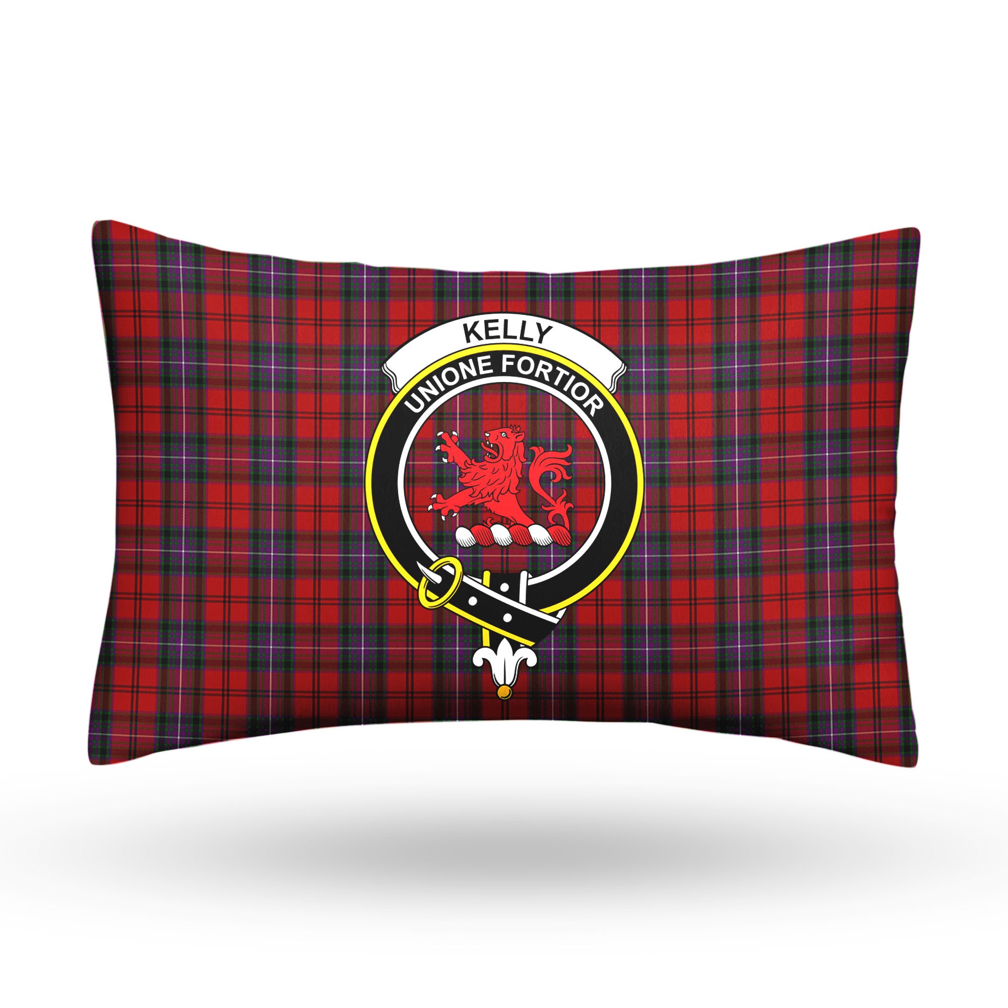 Kelly of Sleat Red Tartan Crest Pillow Cover