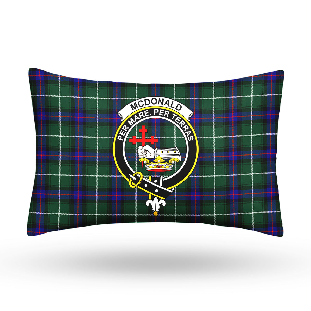 McDonald of the Isles Hunting Modern Tartan Crest Pillow Cover