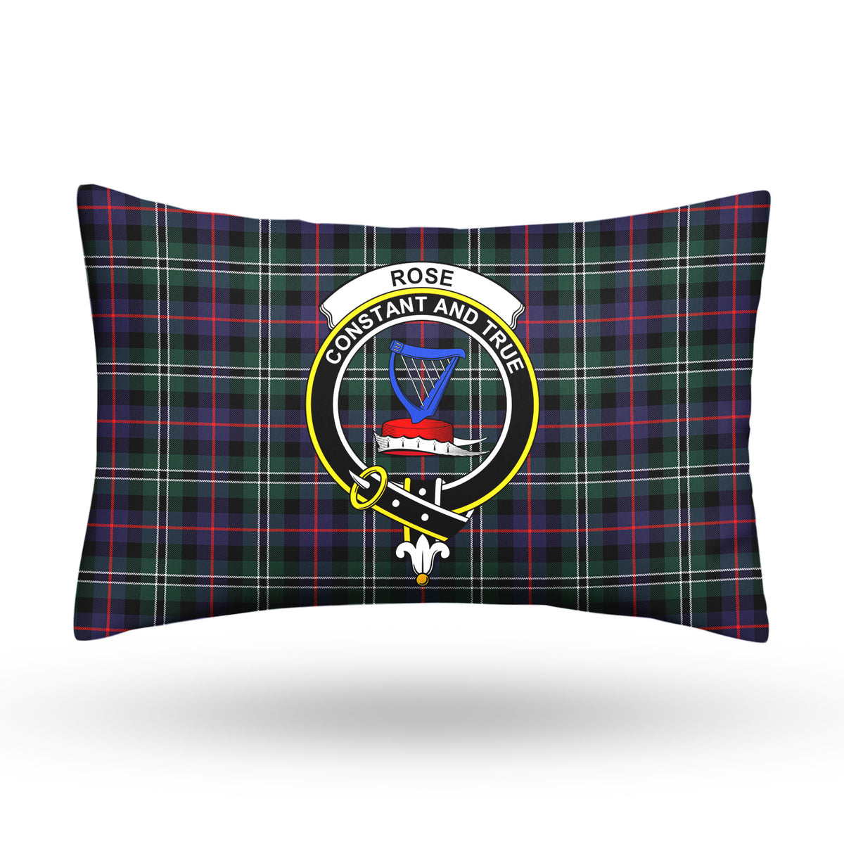 Rose Hunting Modern Tartan Crest Pillow Cover