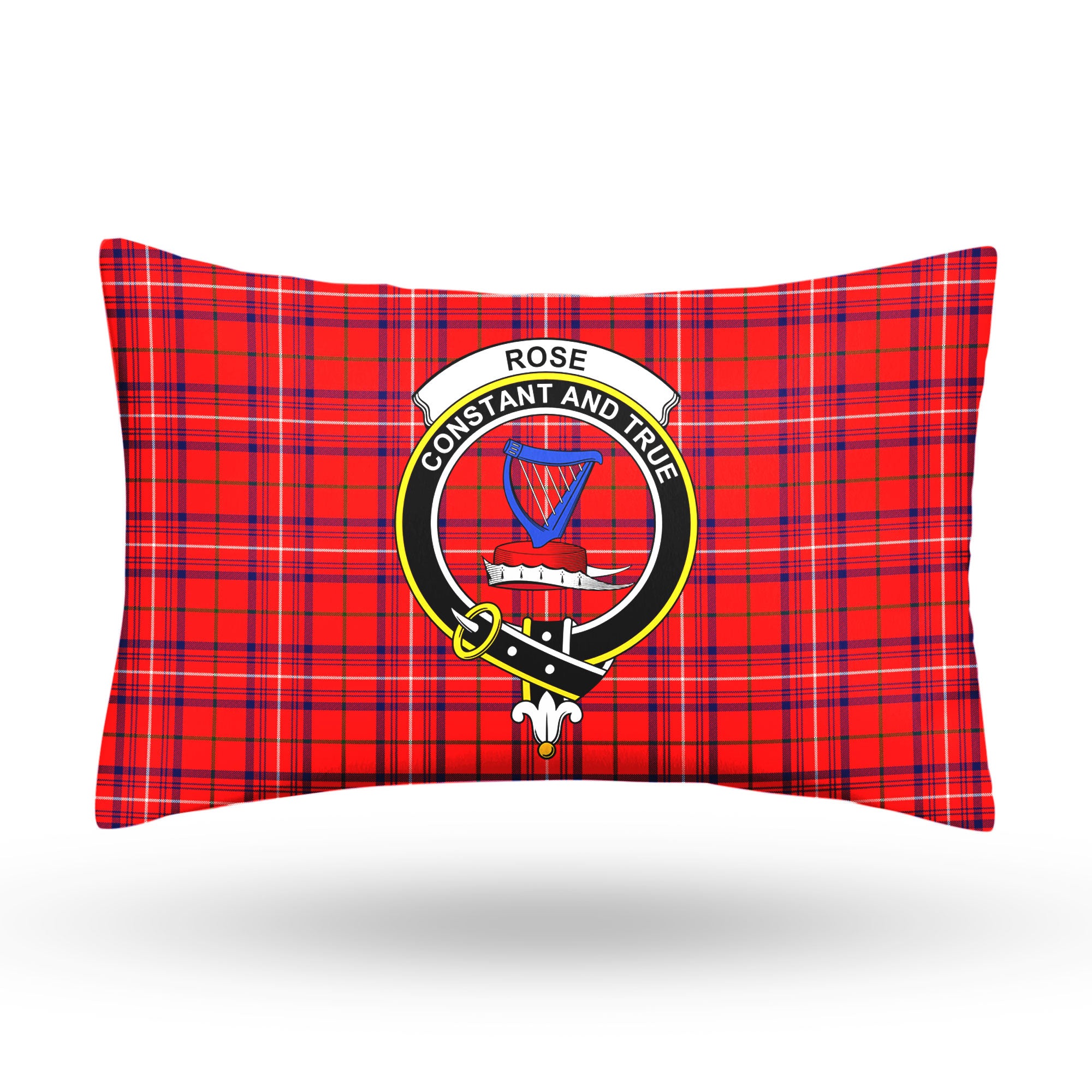 Rose Modern Tartan Crest Pillow Cover