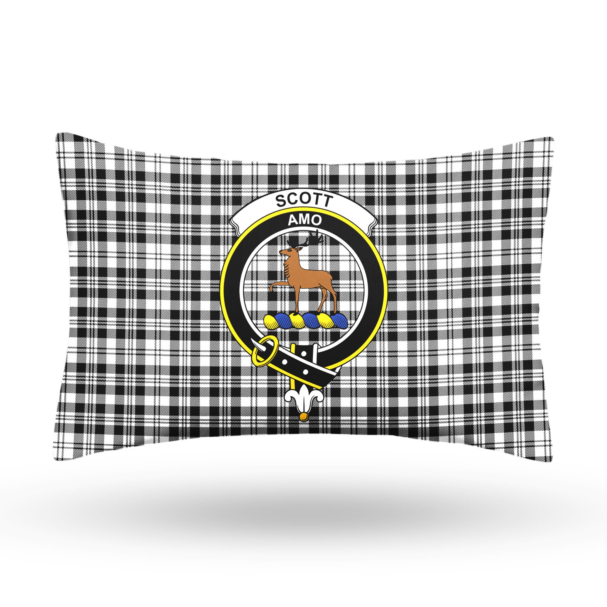 Scott Black & White Modern Tartan Crest Pillow Cover