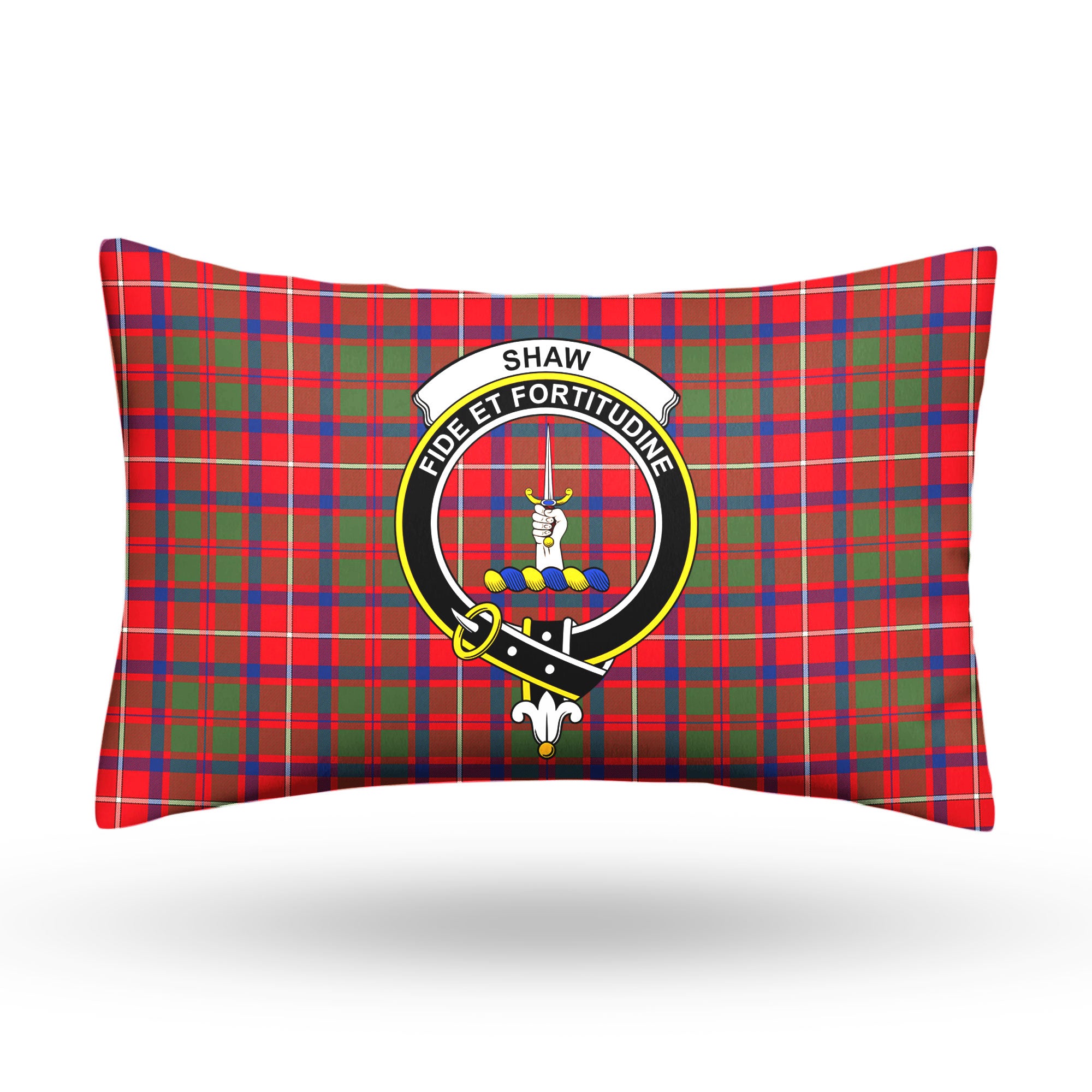 Shaw Red Modern Tartan Crest Pillow Cover