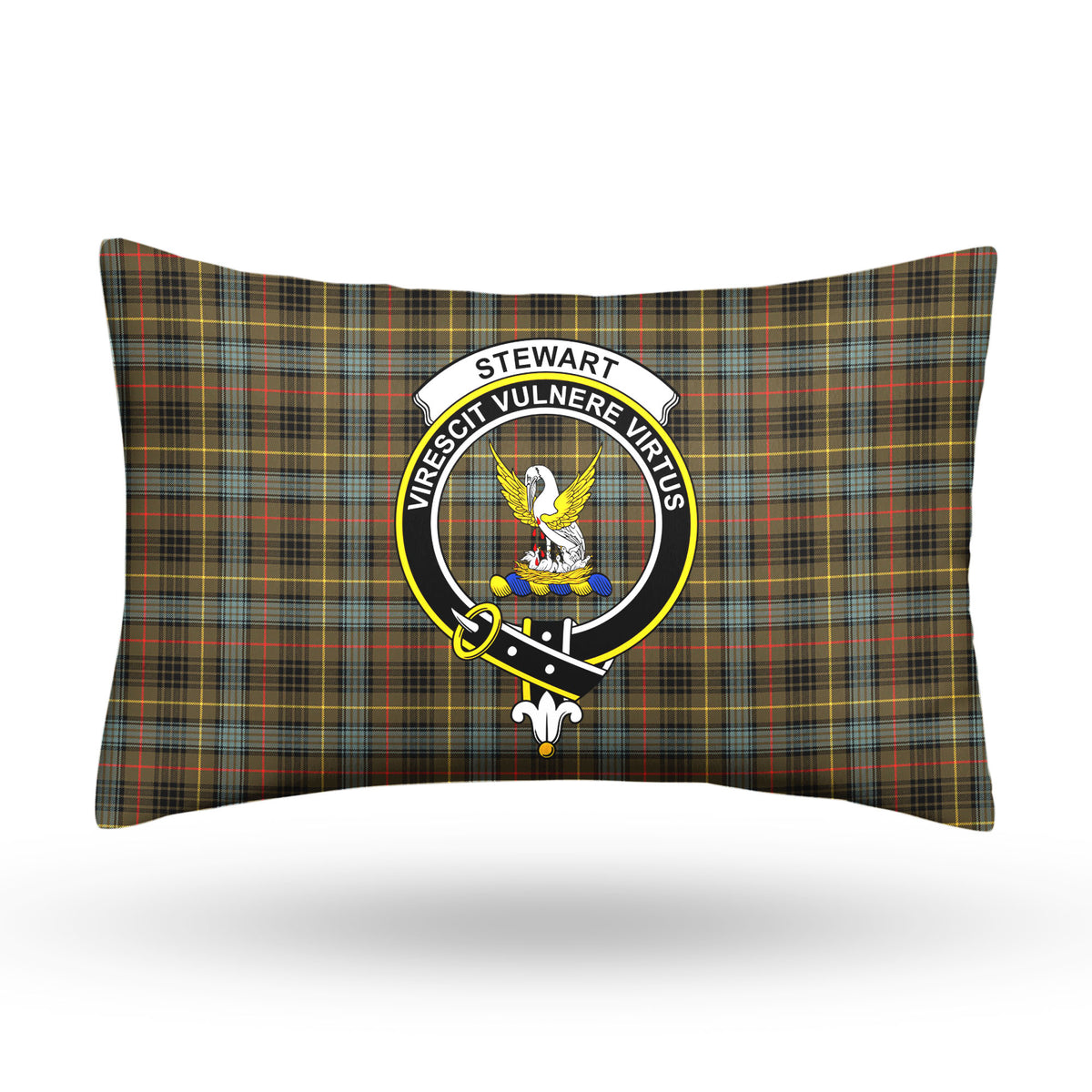 Stewart Hunting Weathered Tartan Crest Pillow Cover