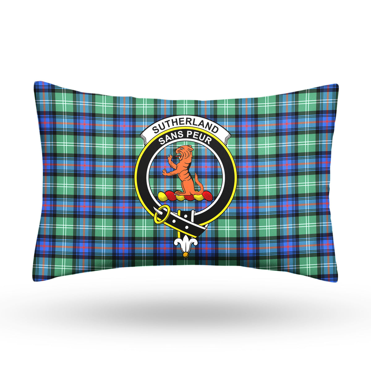 Sutherland Old Ancient Tartan Crest Pillow Cover