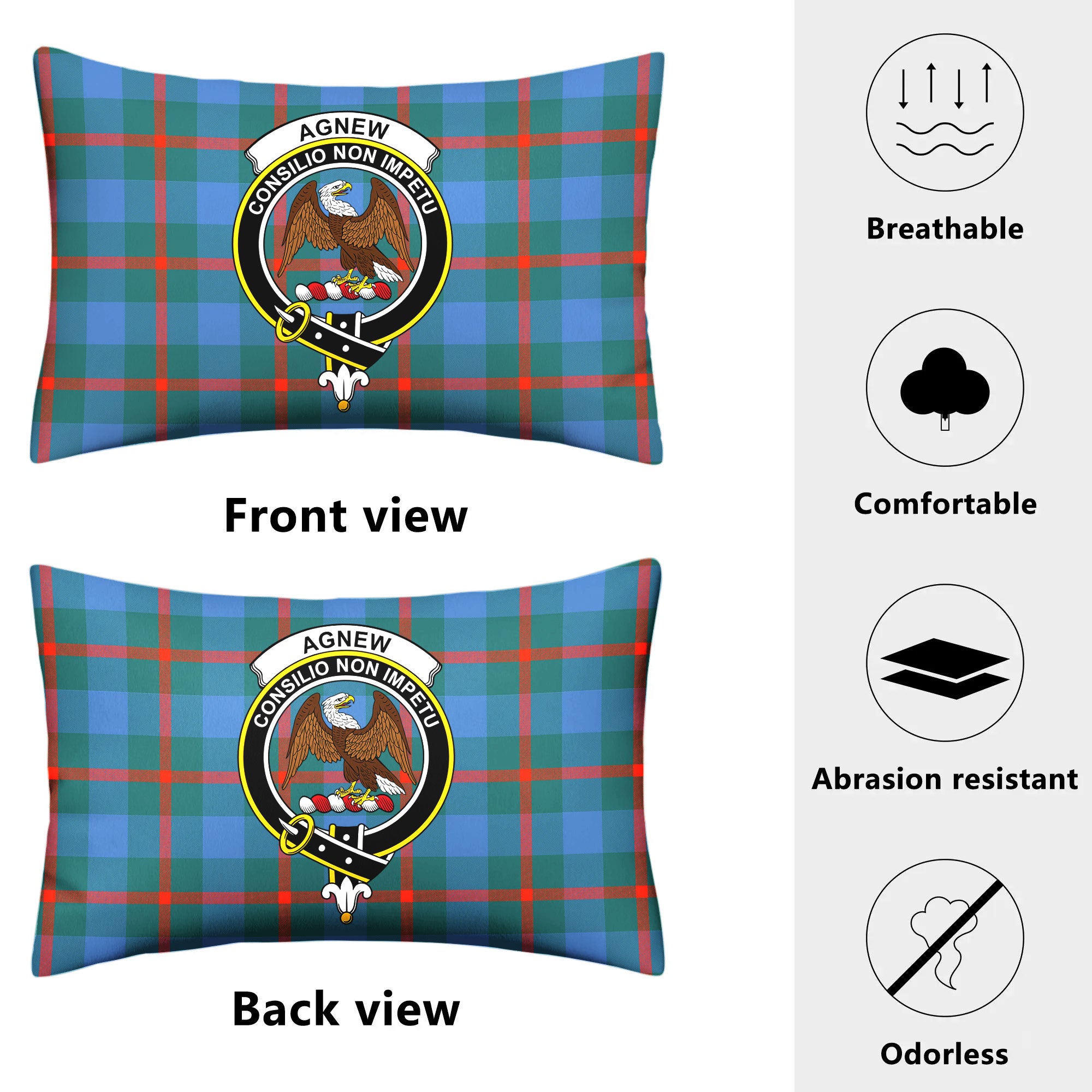 Agnew Ancient Tartan Crest Pillow Cover