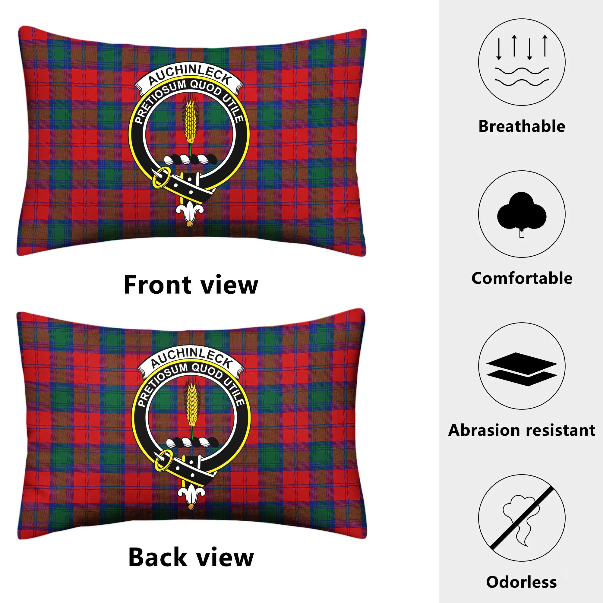 Auchinleck Tartan Crest Pillow Cover