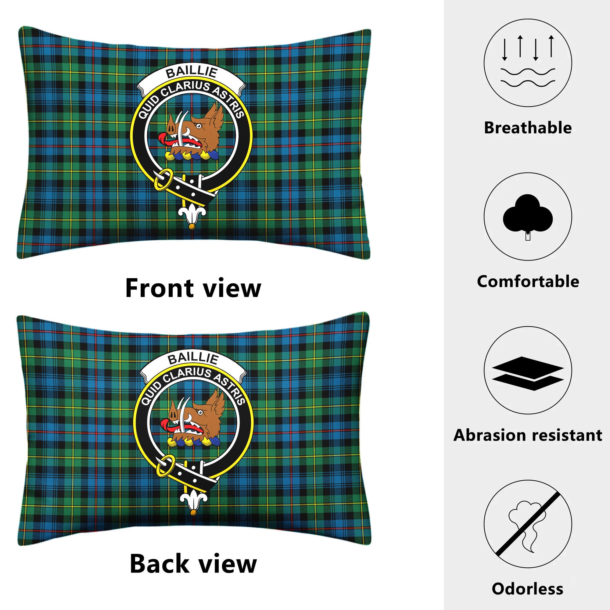 Baillie Ancient Tartan Crest Pillow Cover