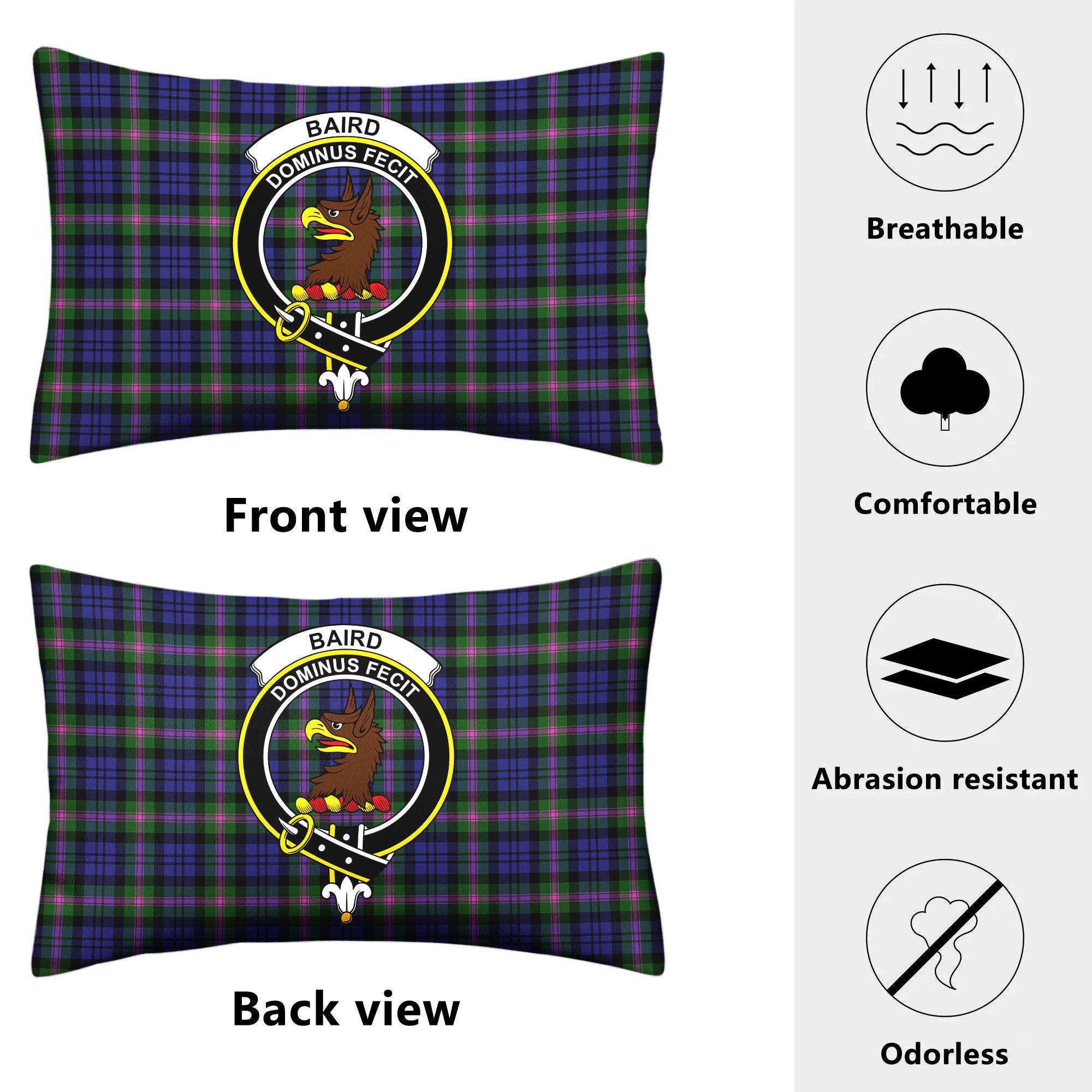 Baird Modern Tartan Crest Pillow Cover