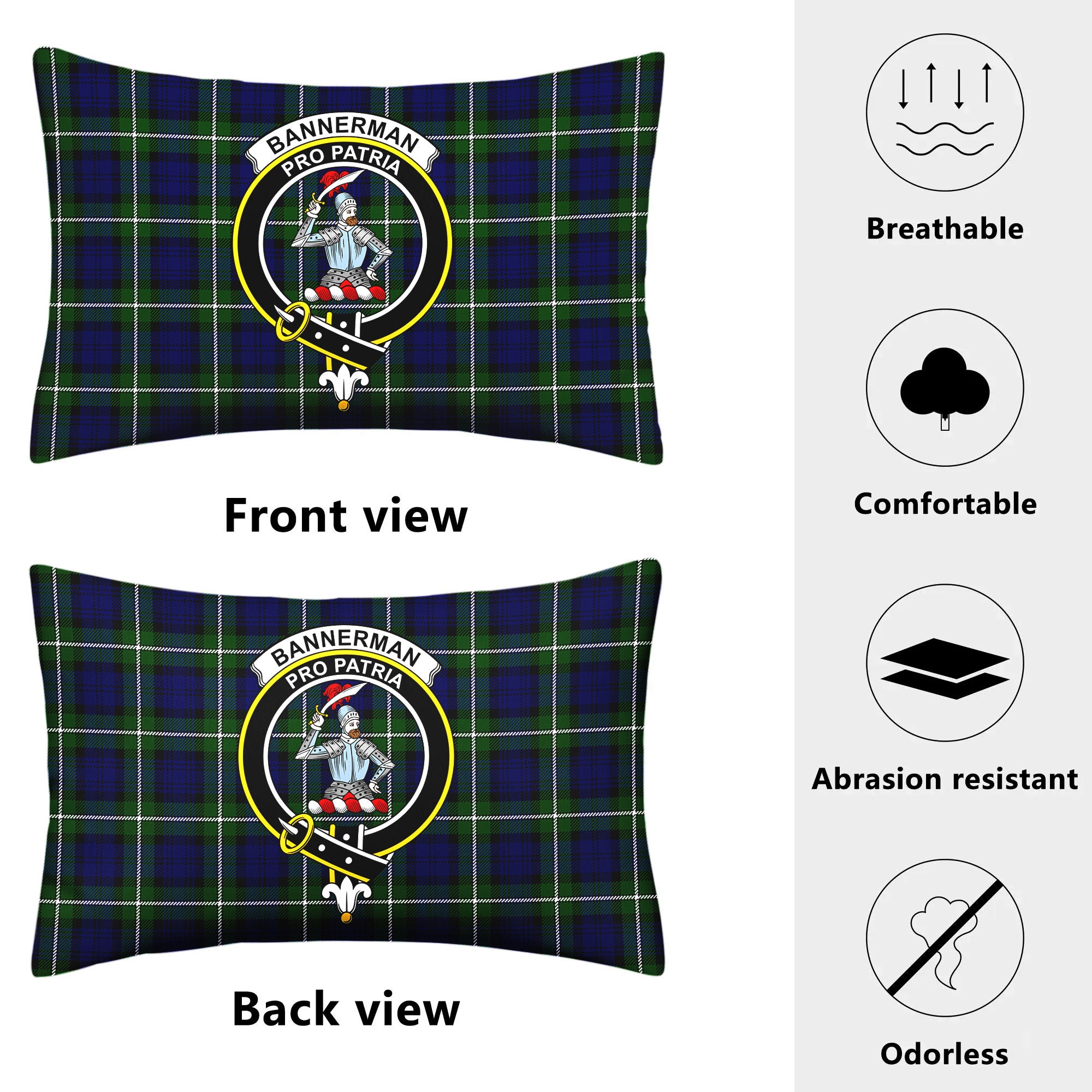 Bannerman Tartan Crest Pillow Cover