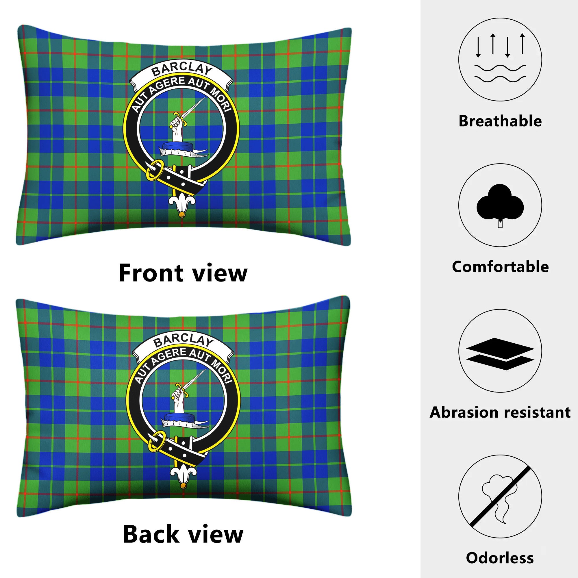 Barclay Hunting Ancient Tartan Crest Pillow Cover