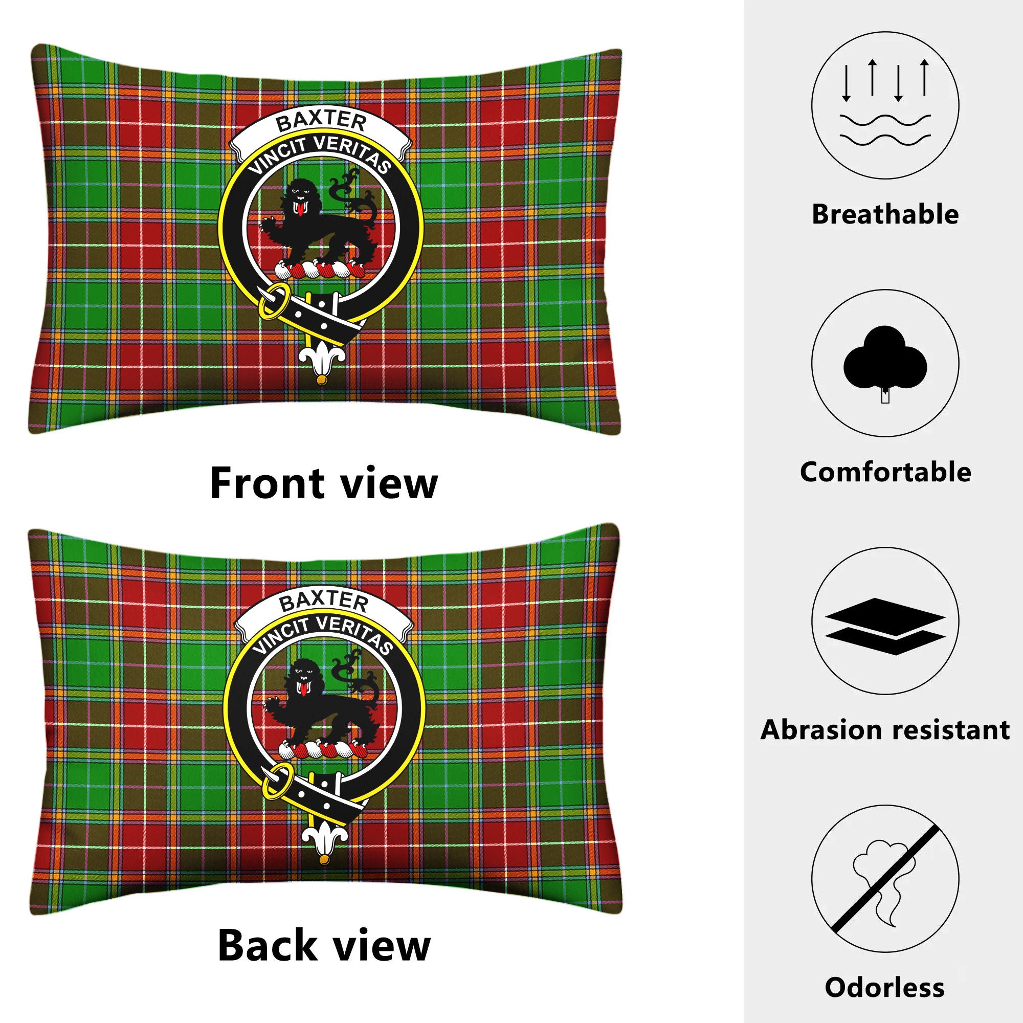 Baxter Modern Tartan Crest Pillow Cover