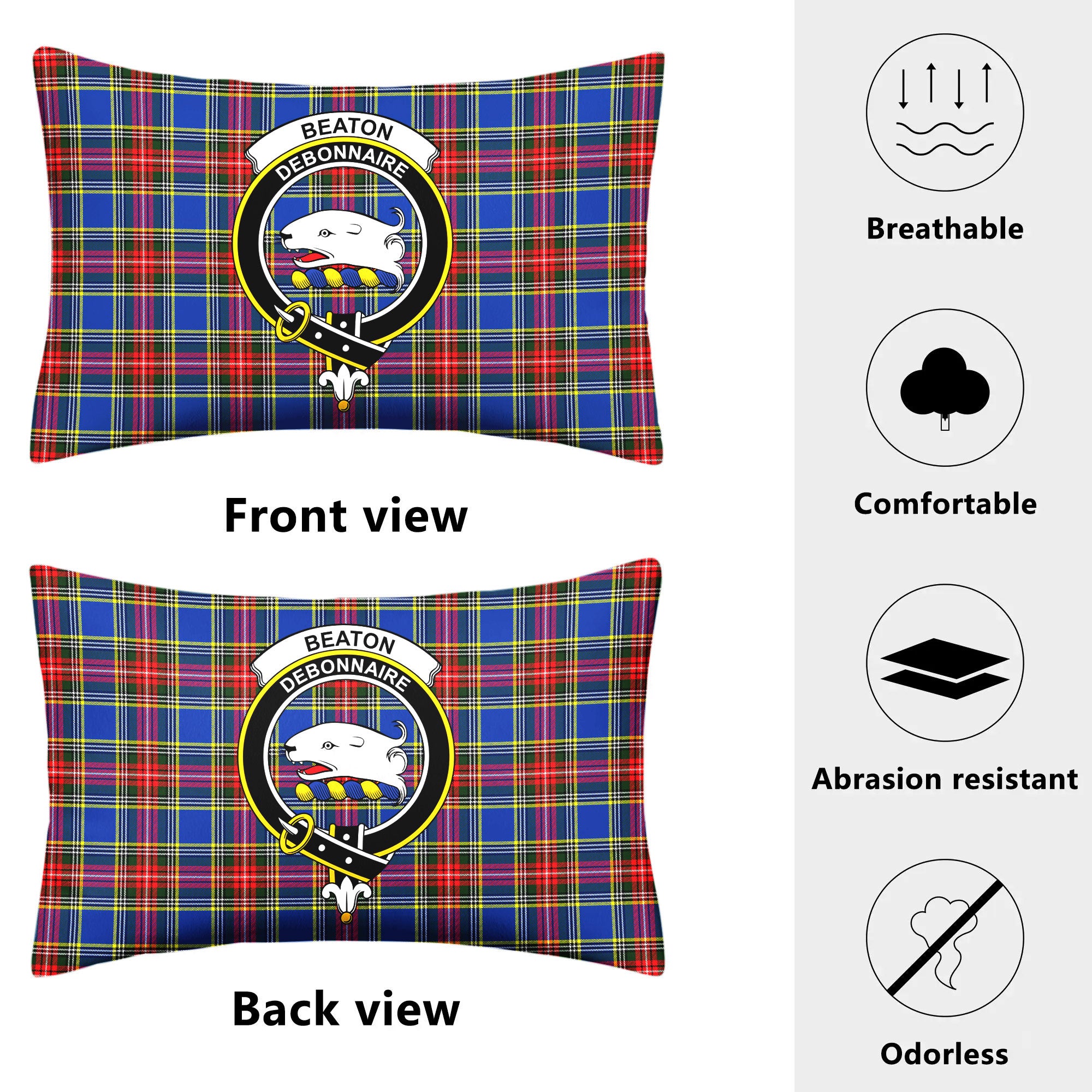 Beaton Modern Tartan Crest Pillow Cover