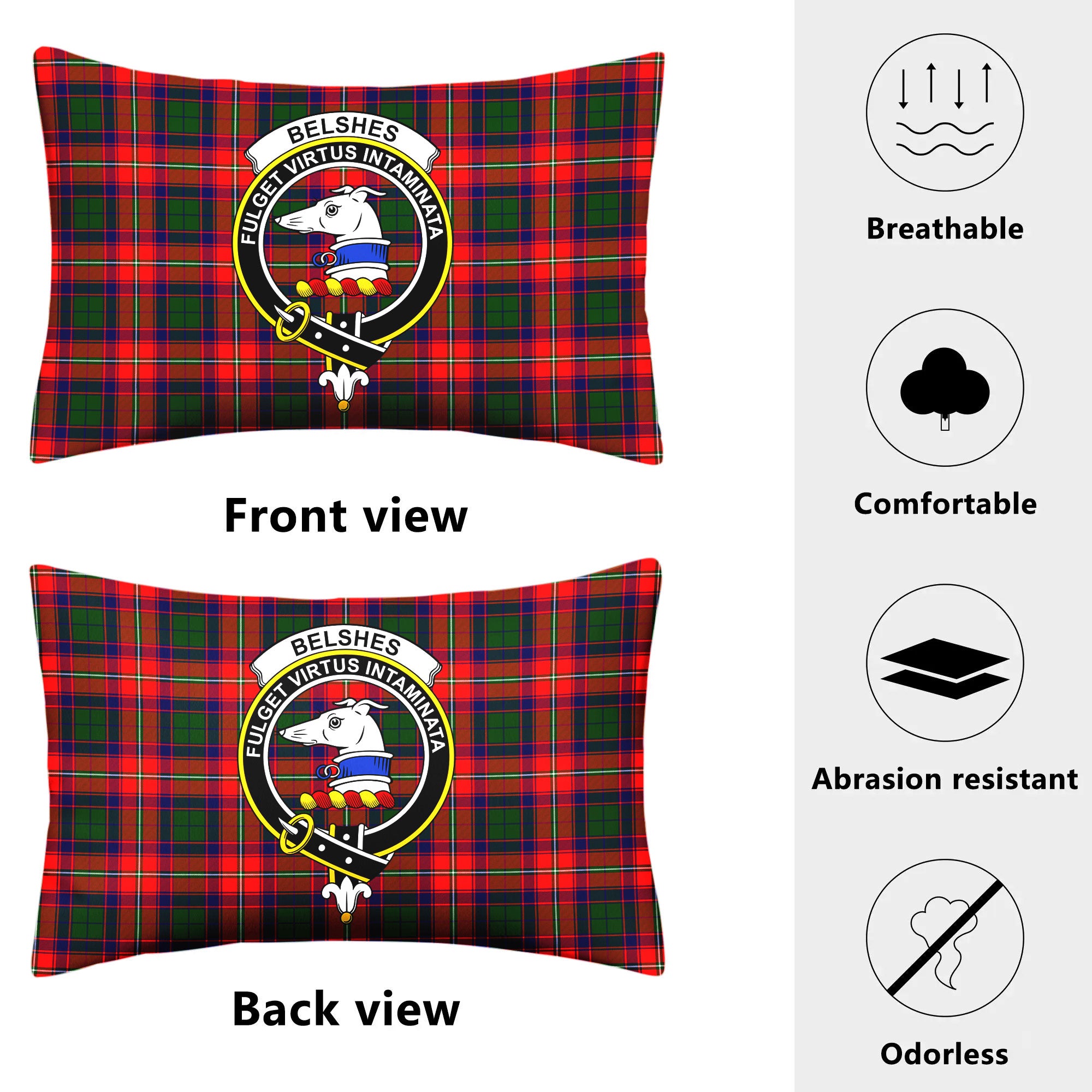 Belshes Tartan Crest Pillow Cover